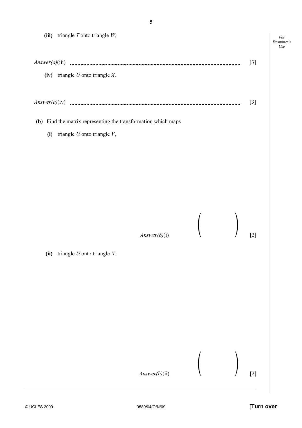 Cambridge IGCSE Mathematics 0580 2009 Oct/Nov Paper 4 · Variant 1 question paper, page 5 of 24