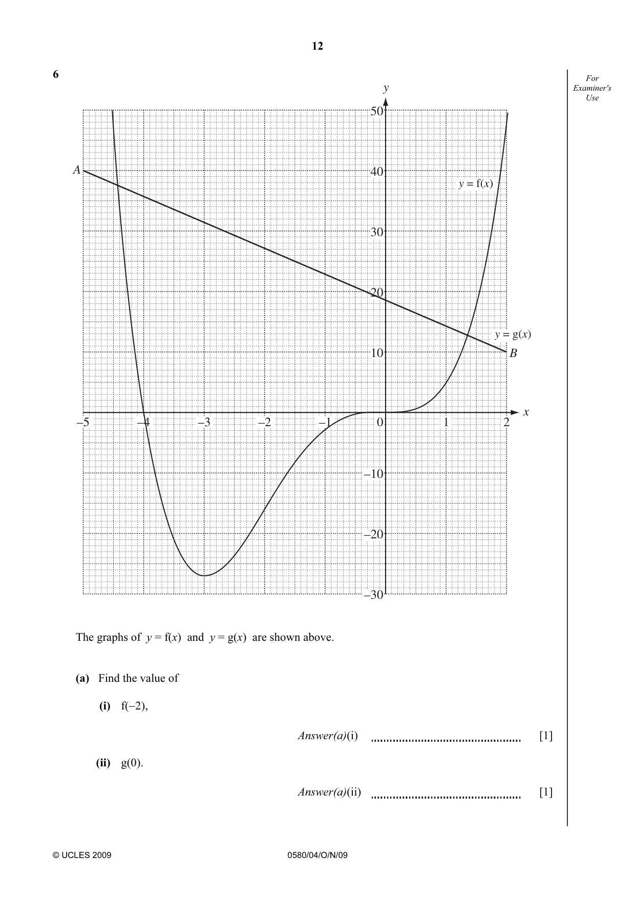 Cambridge IGCSE Mathematics 0580 2009 Oct/Nov Paper 4 · Variant 1 question paper, page 12 of 24