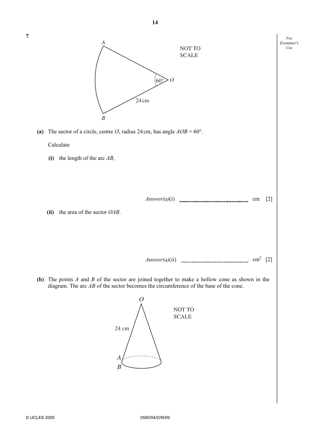 Cambridge IGCSE Mathematics 0580 2009 Oct/Nov Paper 4 · Variant 1 question paper, page 14 of 24