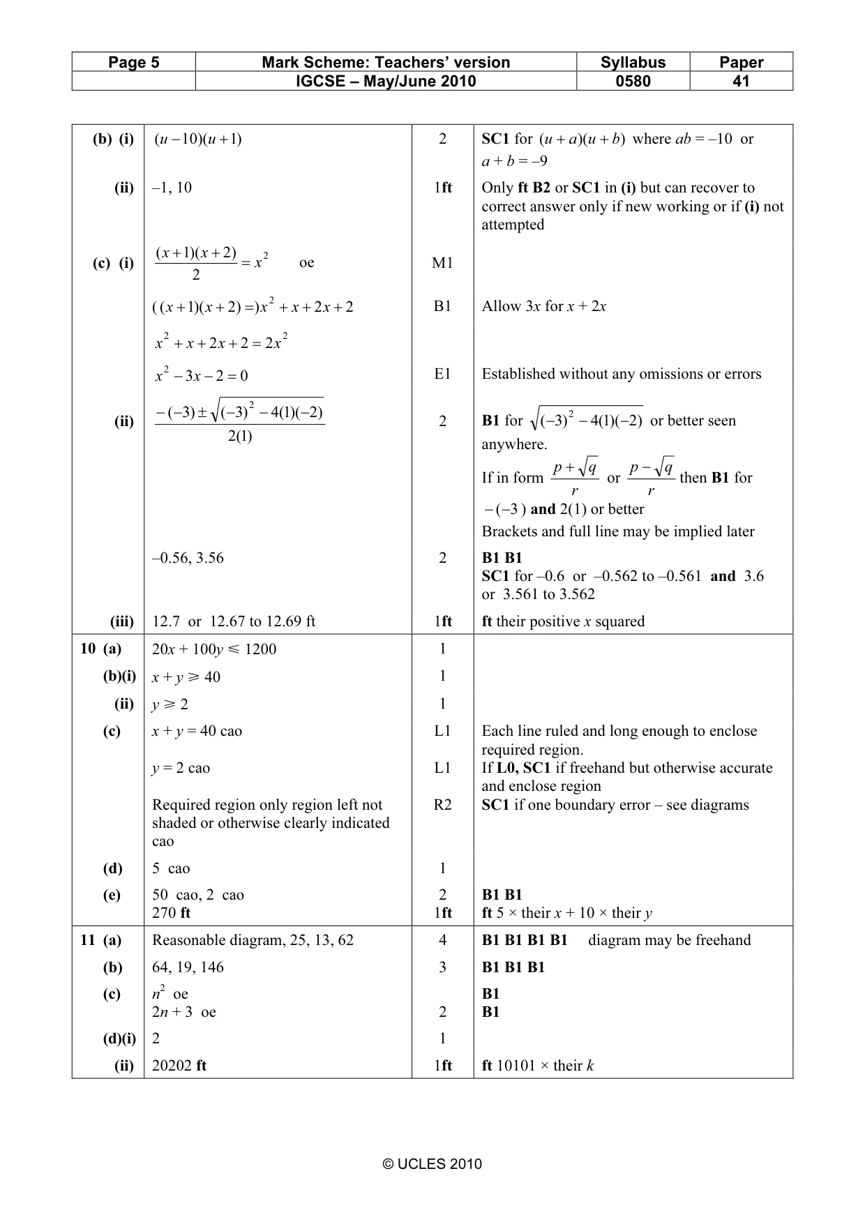 Mark scheme, page 5 of 5