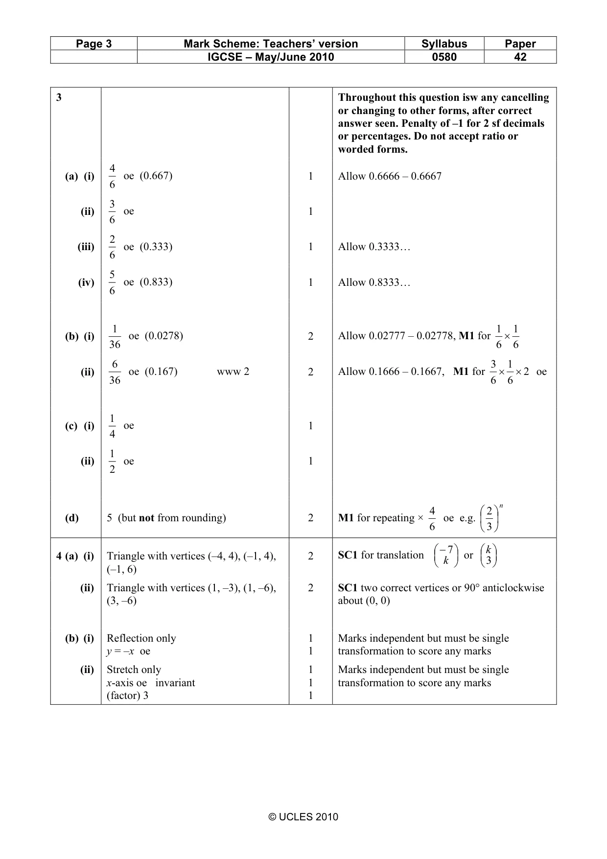 Mark scheme, page 3 of 6