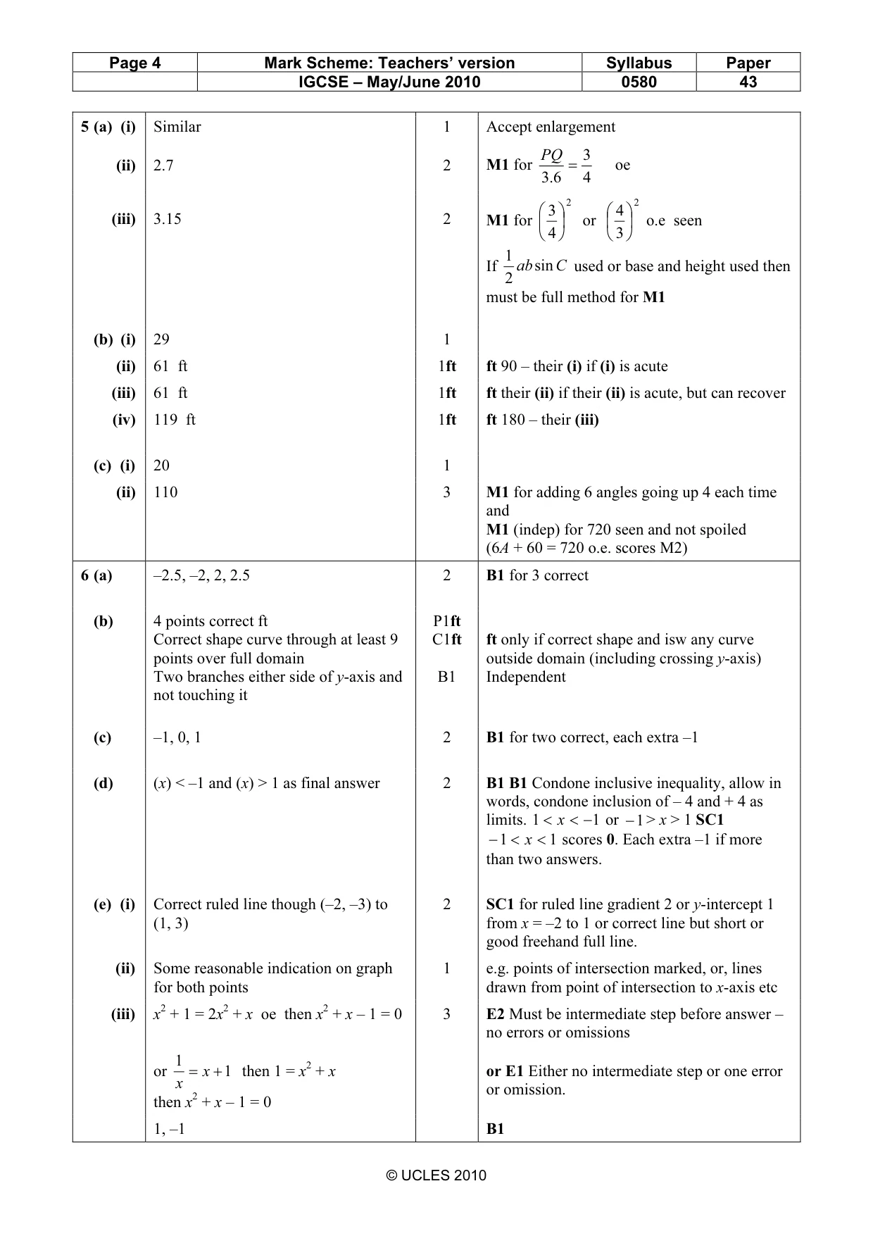 Mark scheme, page 4 of 6