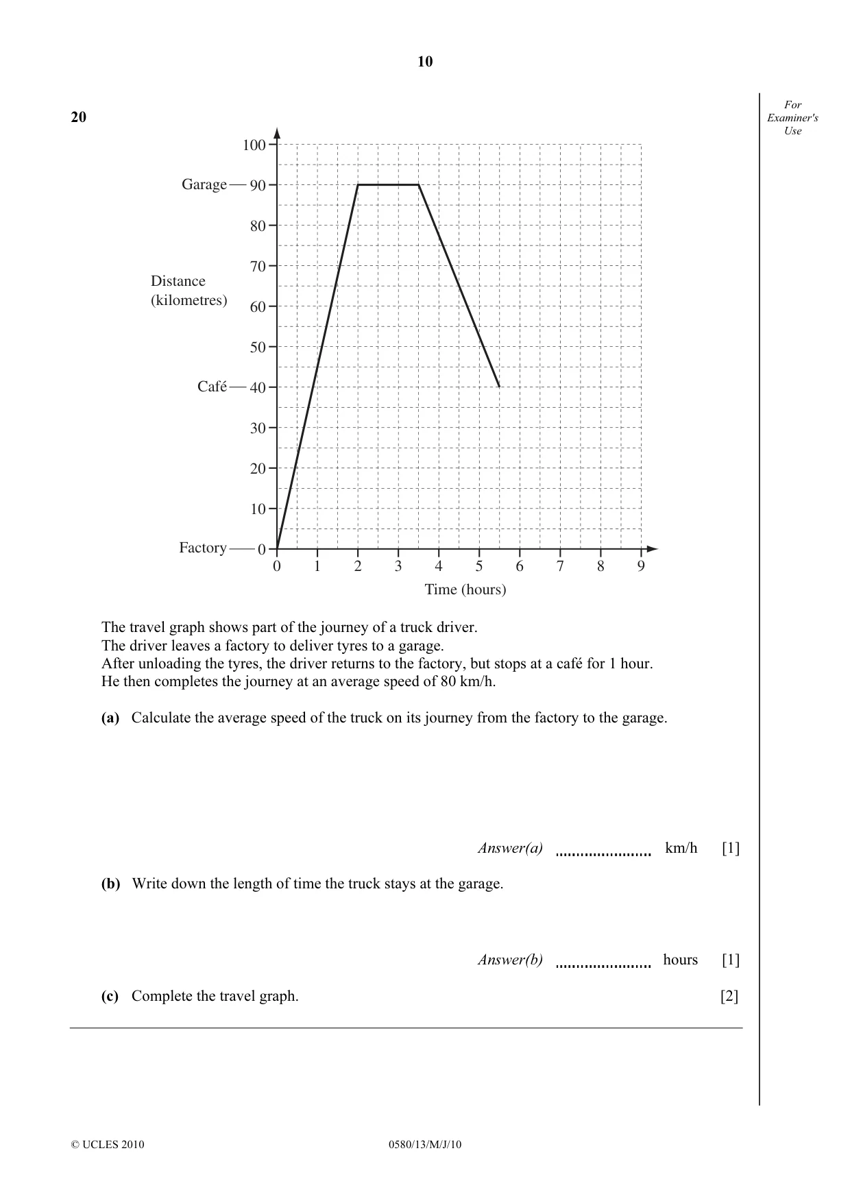 Cambridge IGCSE Mathematics 0580 2010 May/June Paper 1 · Variant 3 question paper, page 10 of 12