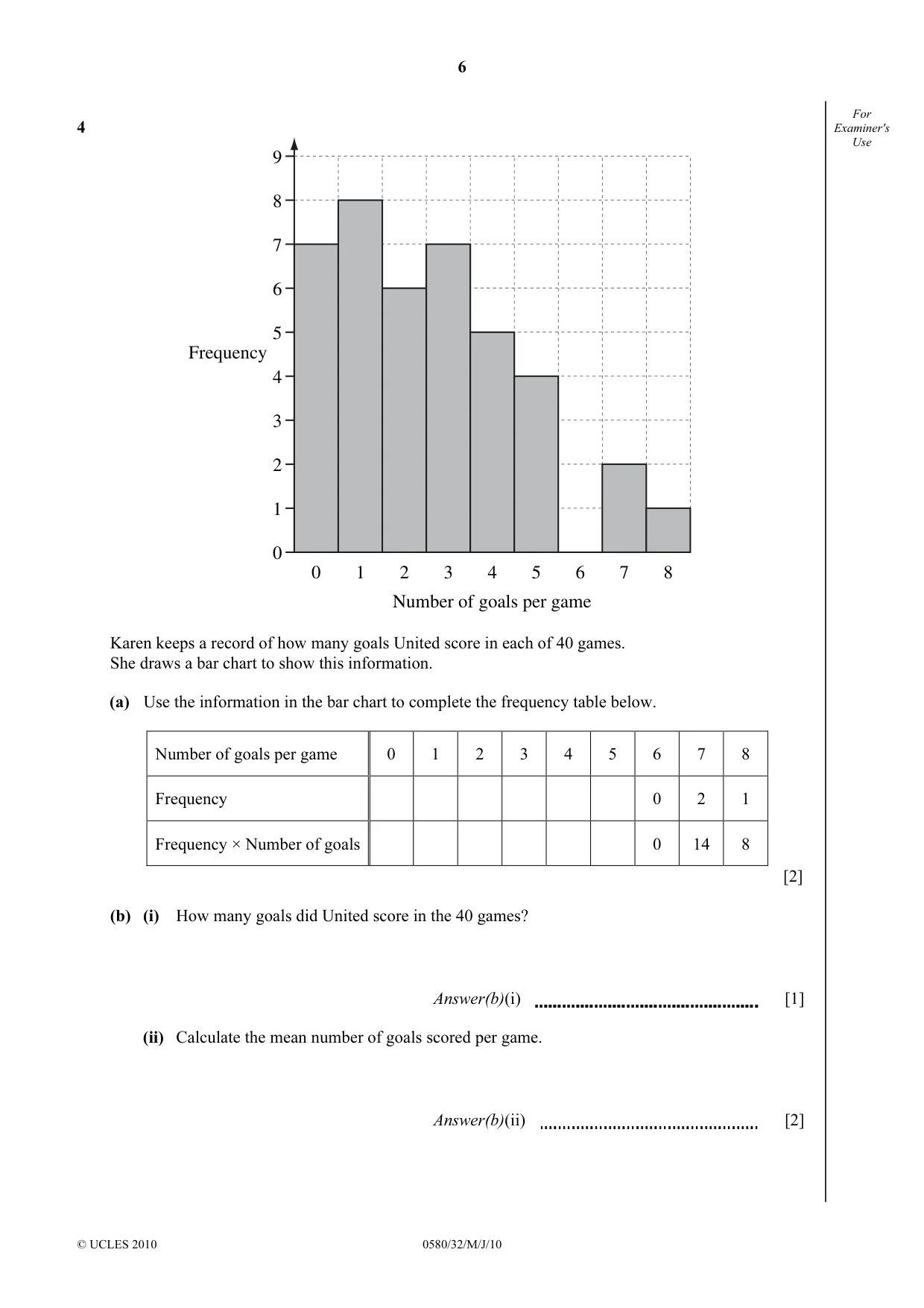 Cambridge IGCSE Mathematics 0580 2010 May/June Paper 3 · Variant 2 question paper, page 6 of 16