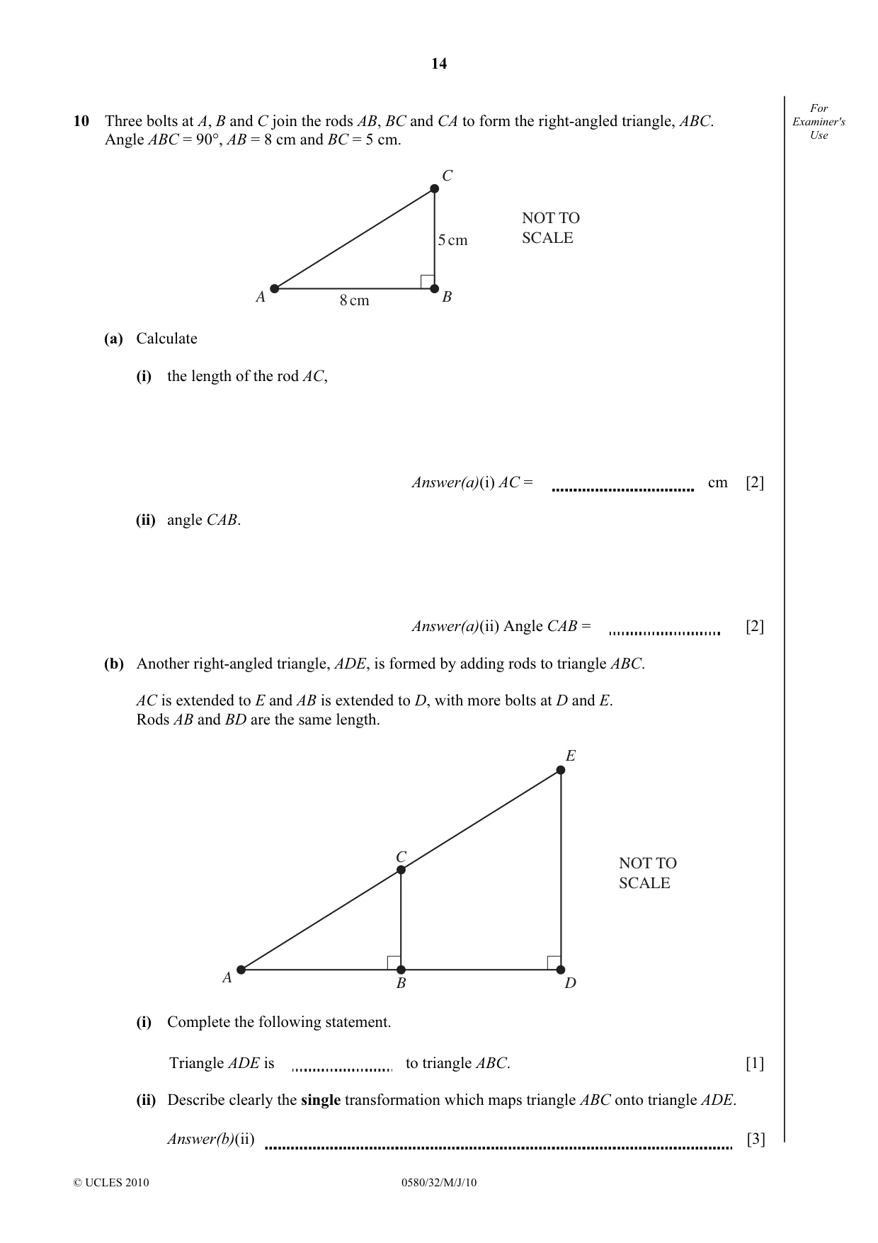 Cambridge IGCSE Mathematics 0580 2010 May/June Paper 3 · Variant 2 question paper, page 14 of 16