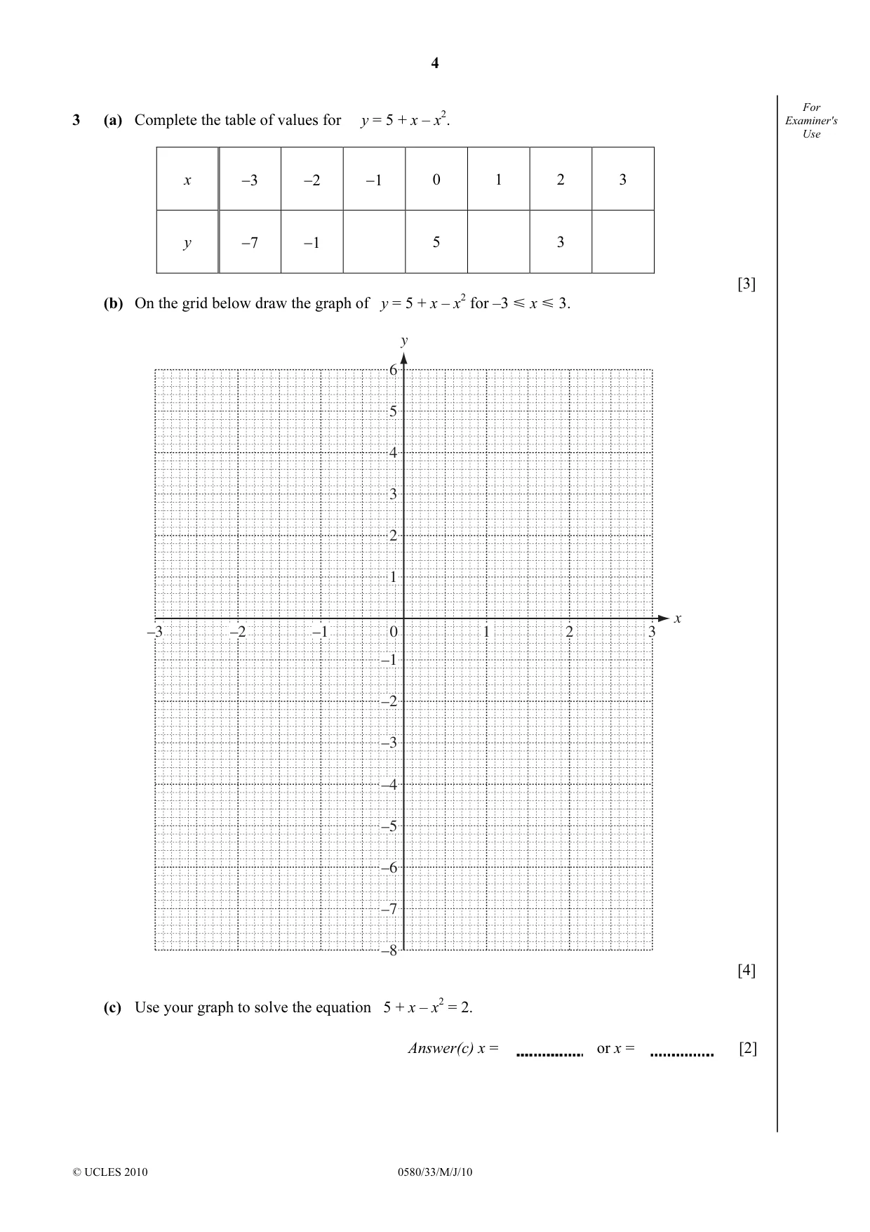Cambridge IGCSE Mathematics 0580 2010 May/June Paper 3 · Variant 3 question paper, page 4 of 12