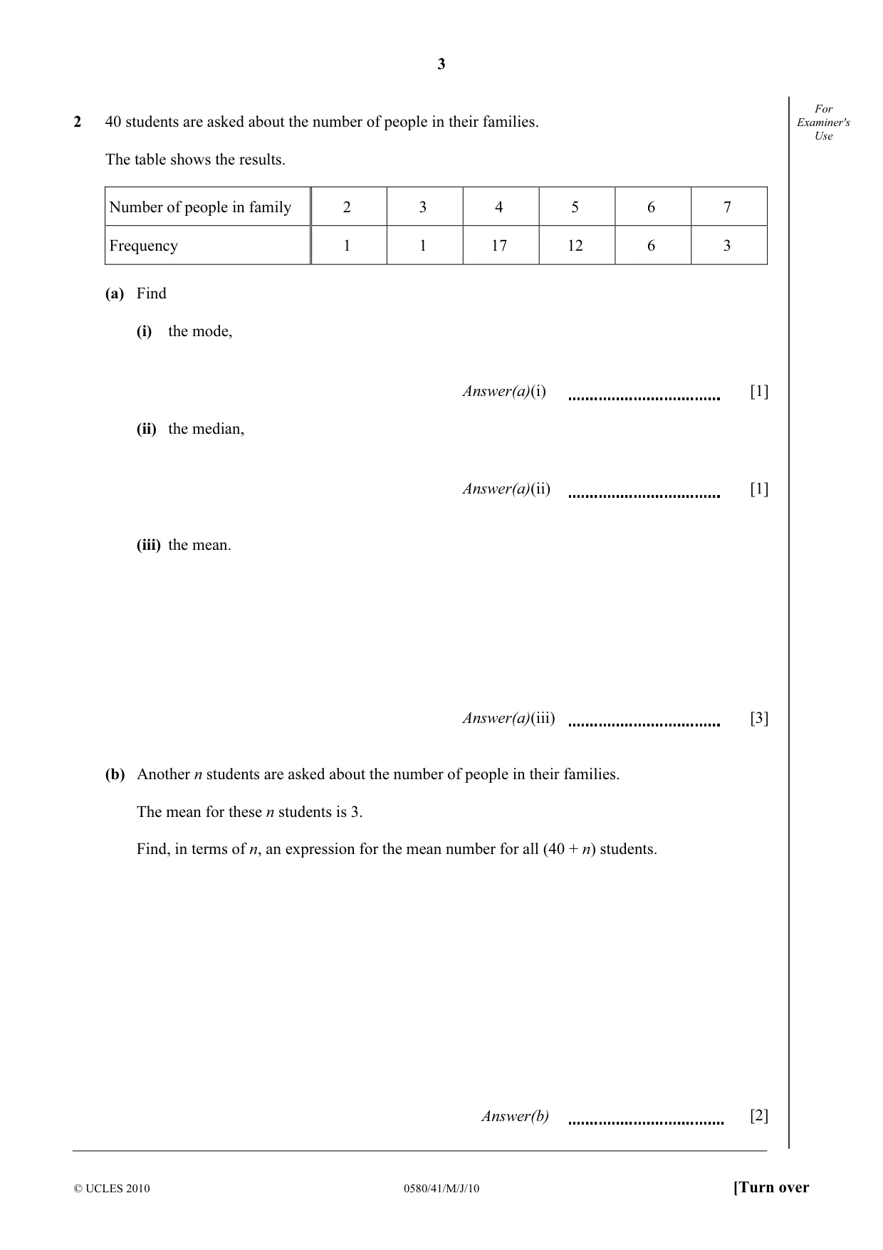 Cambridge IGCSE Mathematics 0580 2010 May/June Paper 4 · Variant 1 question paper, page 3 of 20
