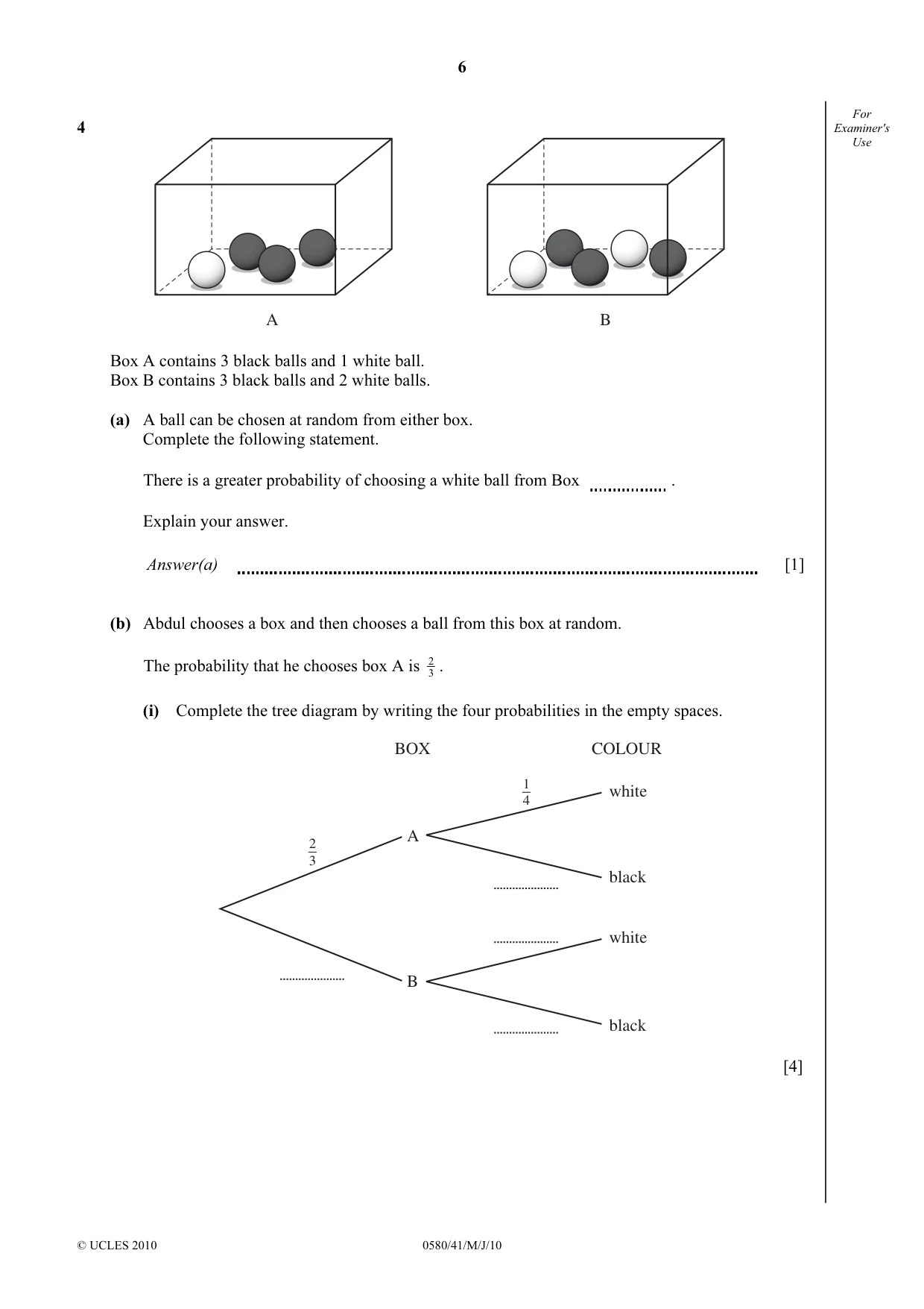 Cambridge IGCSE Mathematics 0580 2010 May/June Paper 4 · Variant 1 question paper, page 6 of 20