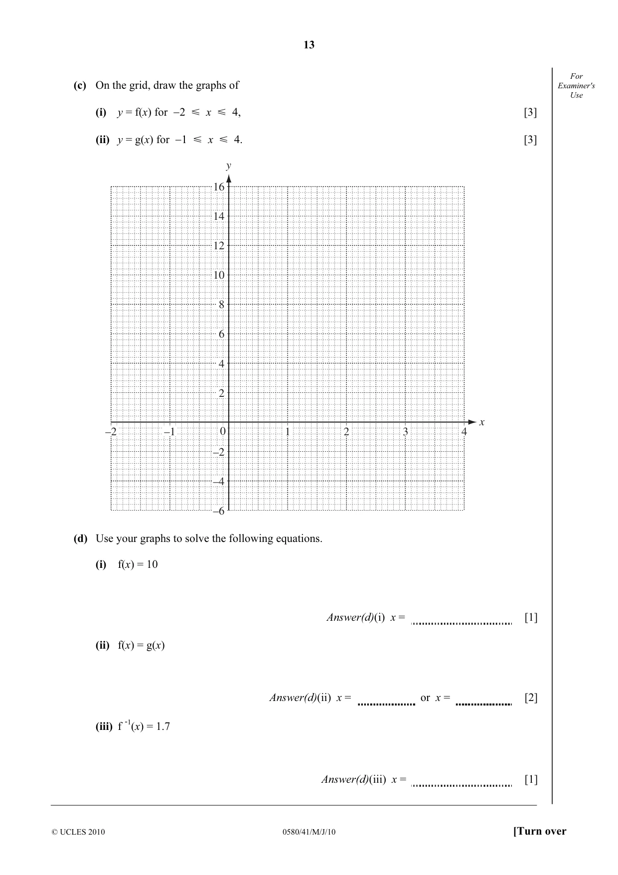 Cambridge IGCSE Mathematics 0580 2010 May/June Paper 4 · Variant 1 question paper, page 13 of 20
