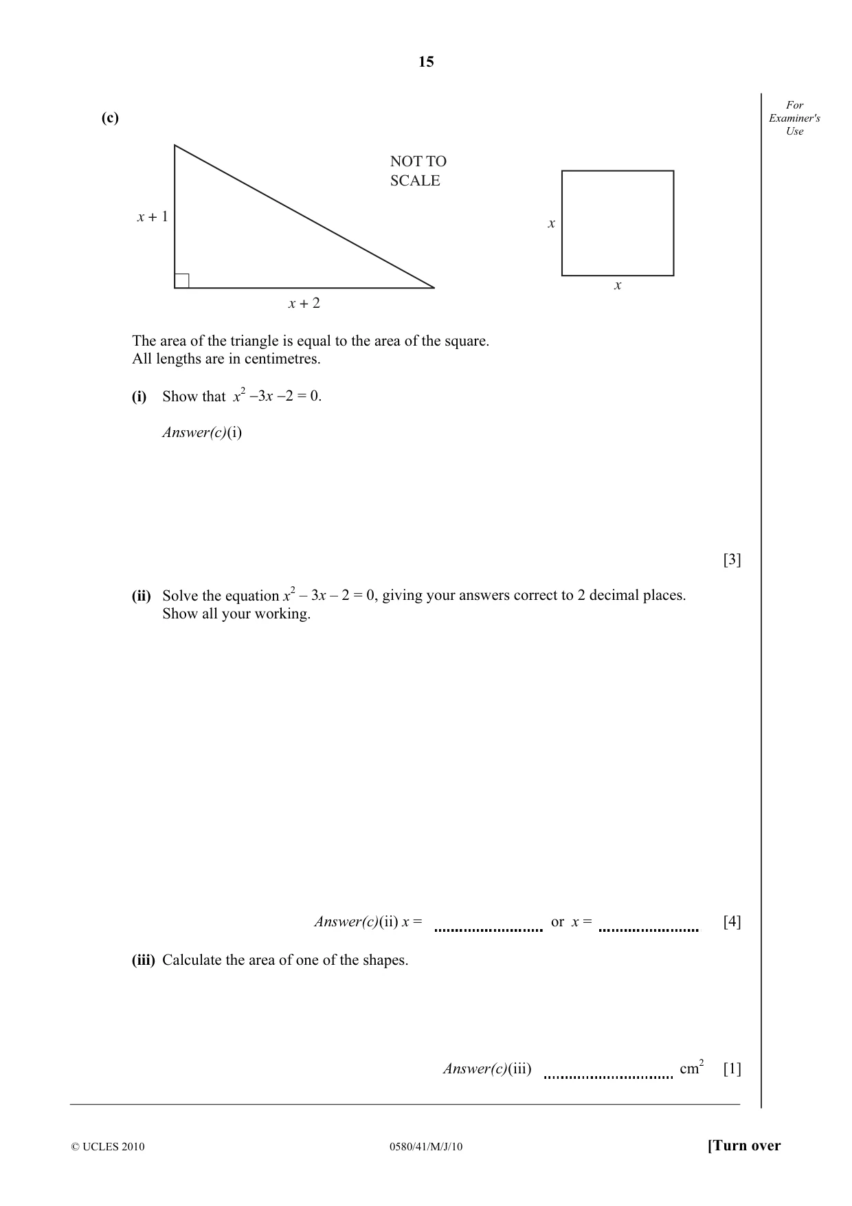 Cambridge IGCSE Mathematics 0580 2010 May/June Paper 4 · Variant 1 question paper, page 15 of 20