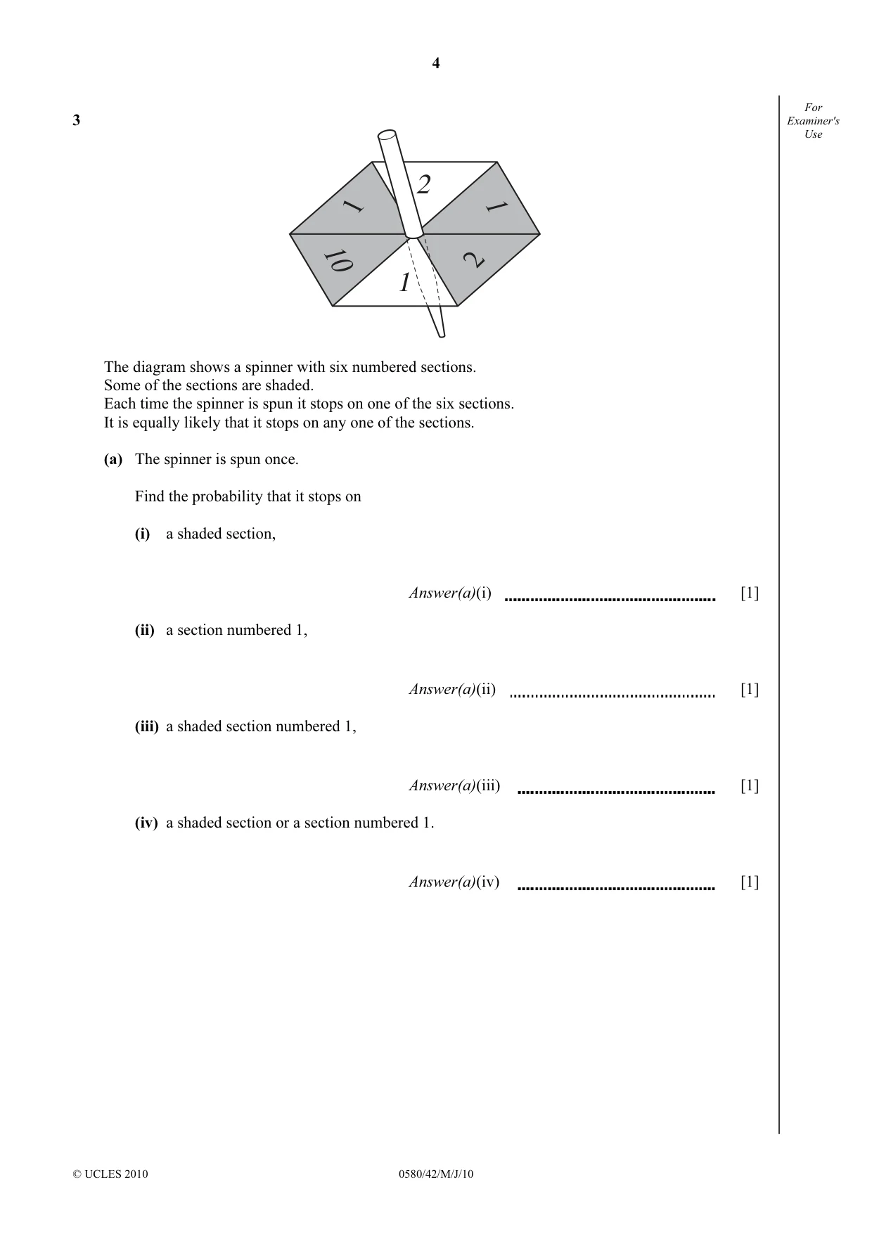 Cambridge IGCSE Mathematics 0580 2010 May/June Paper 4 · Variant 2 question paper, page 4 of 20