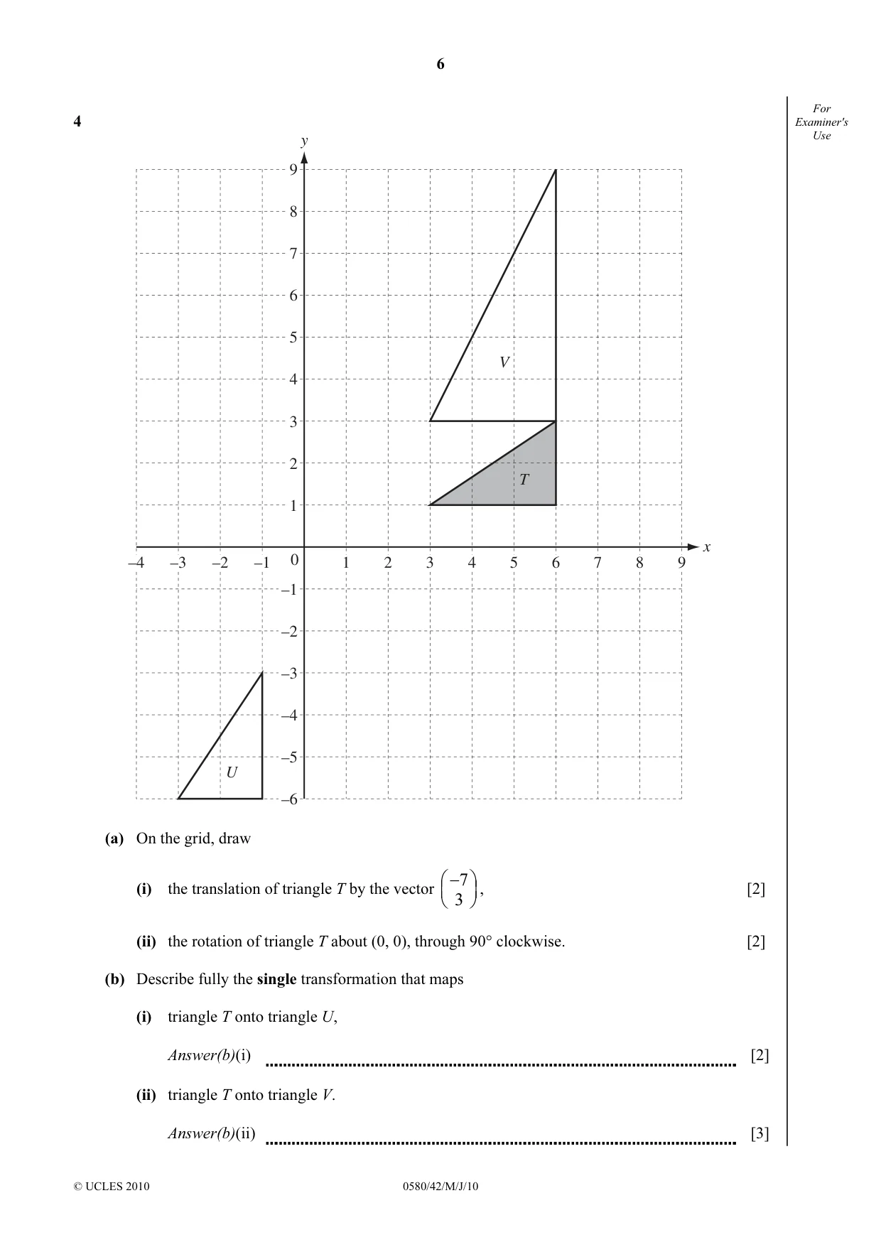 Cambridge IGCSE Mathematics 0580 2010 May/June Paper 4 · Variant 2 question paper, page 6 of 20