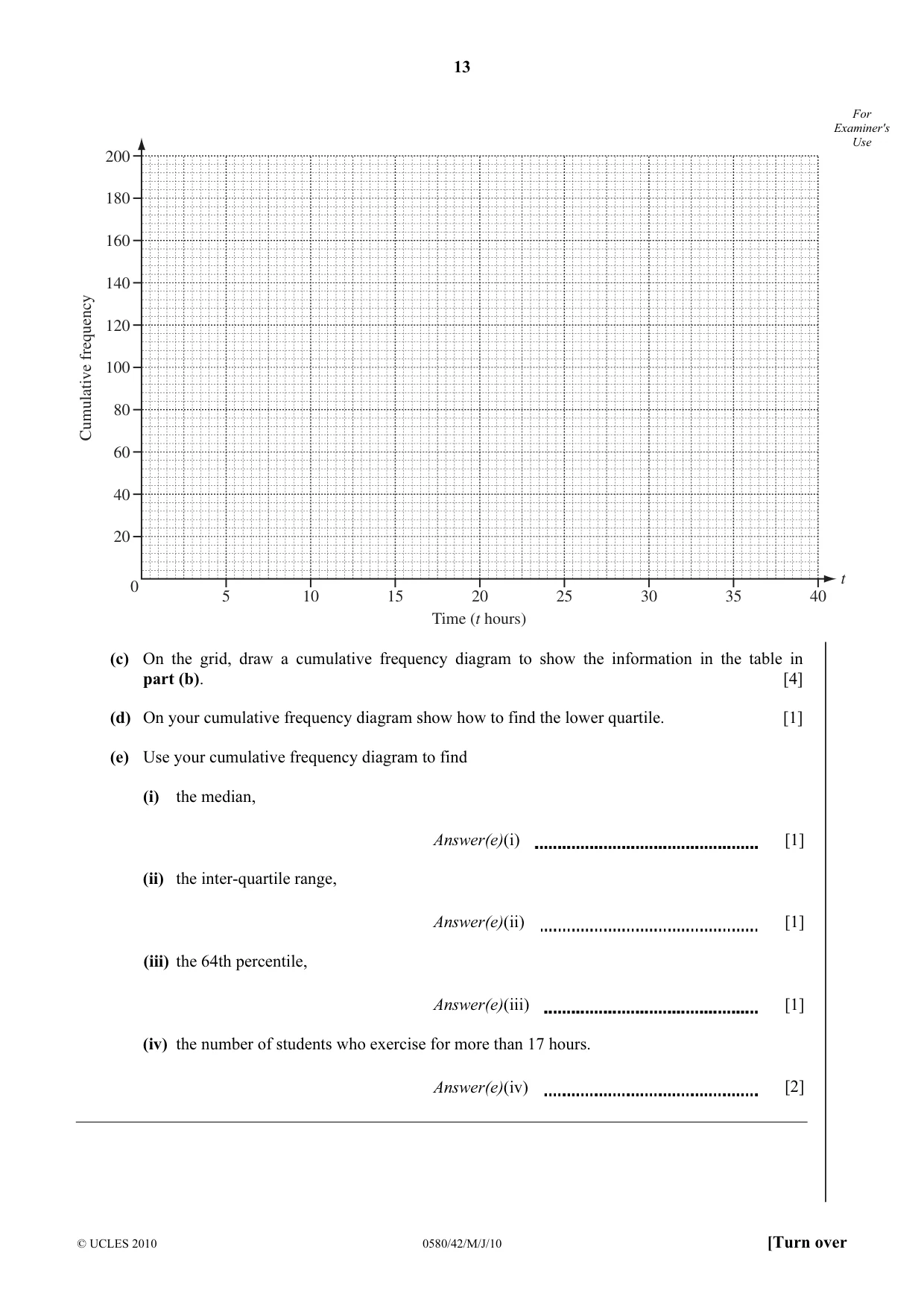 Cambridge IGCSE Mathematics 0580 2010 May/June Paper 4 · Variant 2 question paper, page 13 of 20