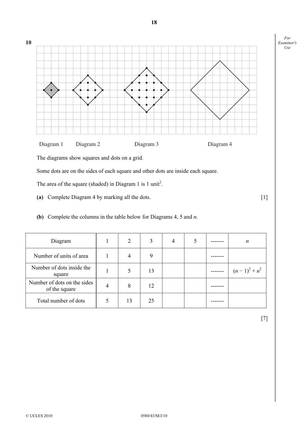 Cambridge IGCSE Mathematics 0580 2010 May/June Paper 4 · Variant 3 question paper, page 18 of 20
