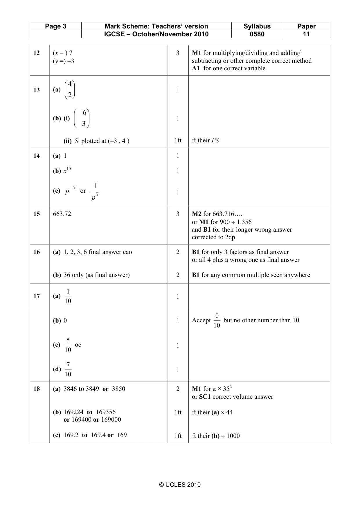 Mark scheme, page 3 of 4
