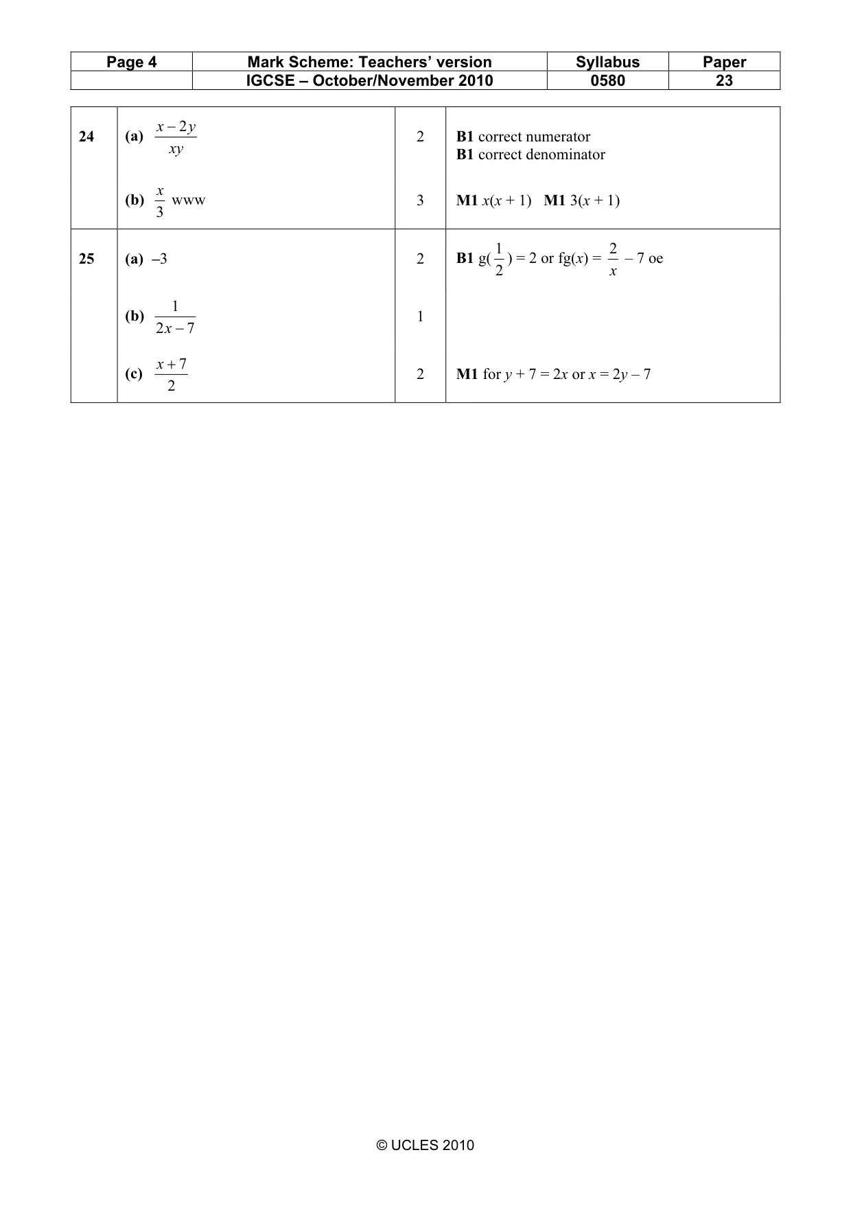 Mark scheme, page 4 of 4