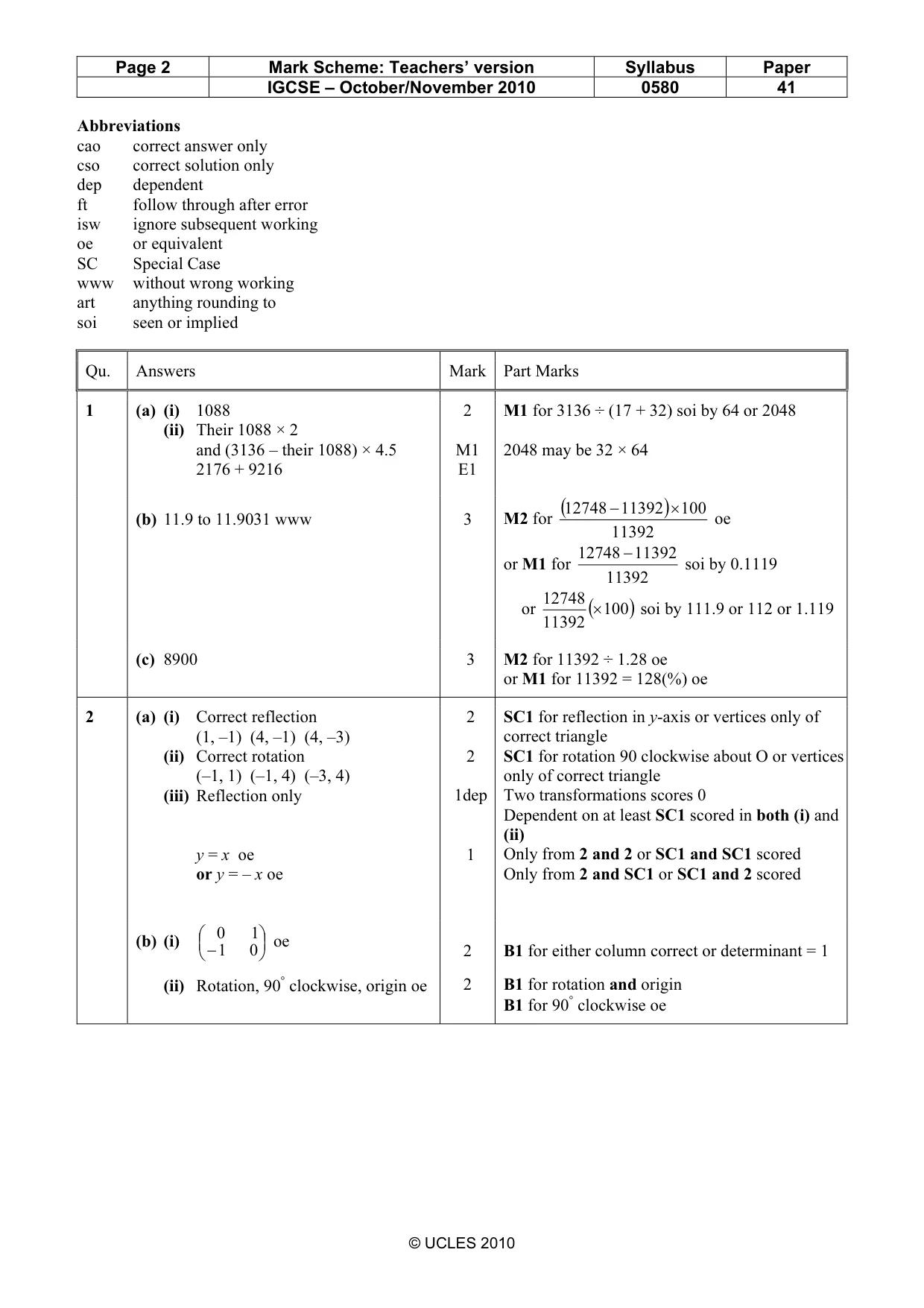 Mark scheme, page 2 of 6