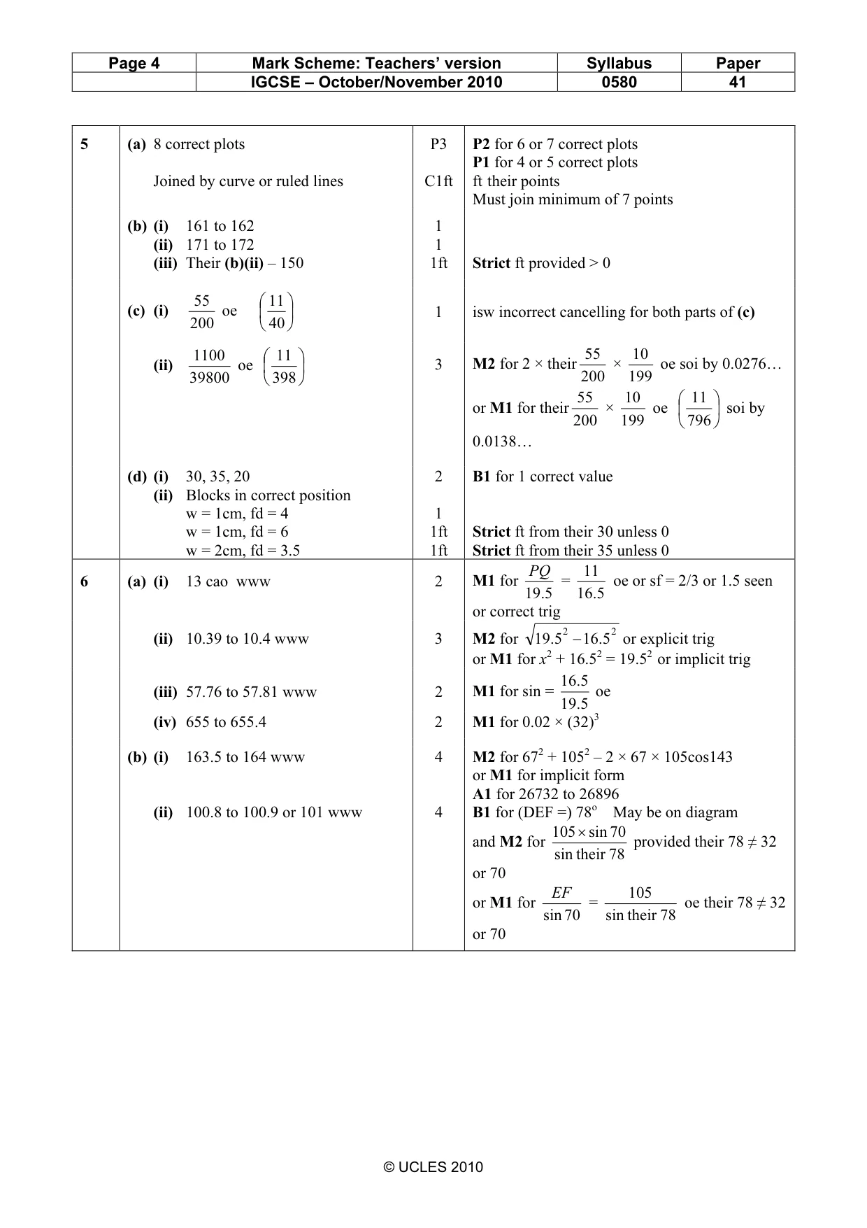 Mark scheme, page 4 of 6