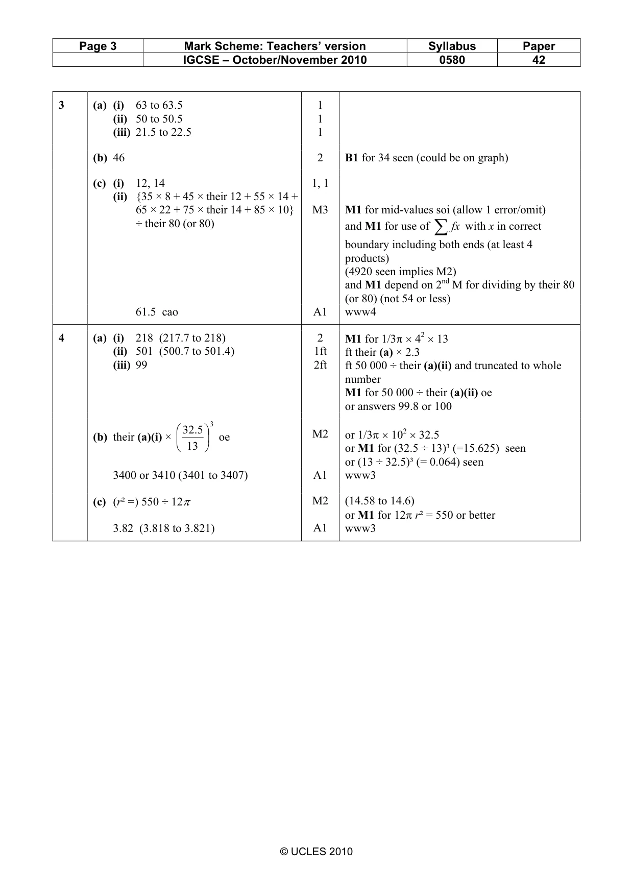 Mark scheme, page 3 of 6