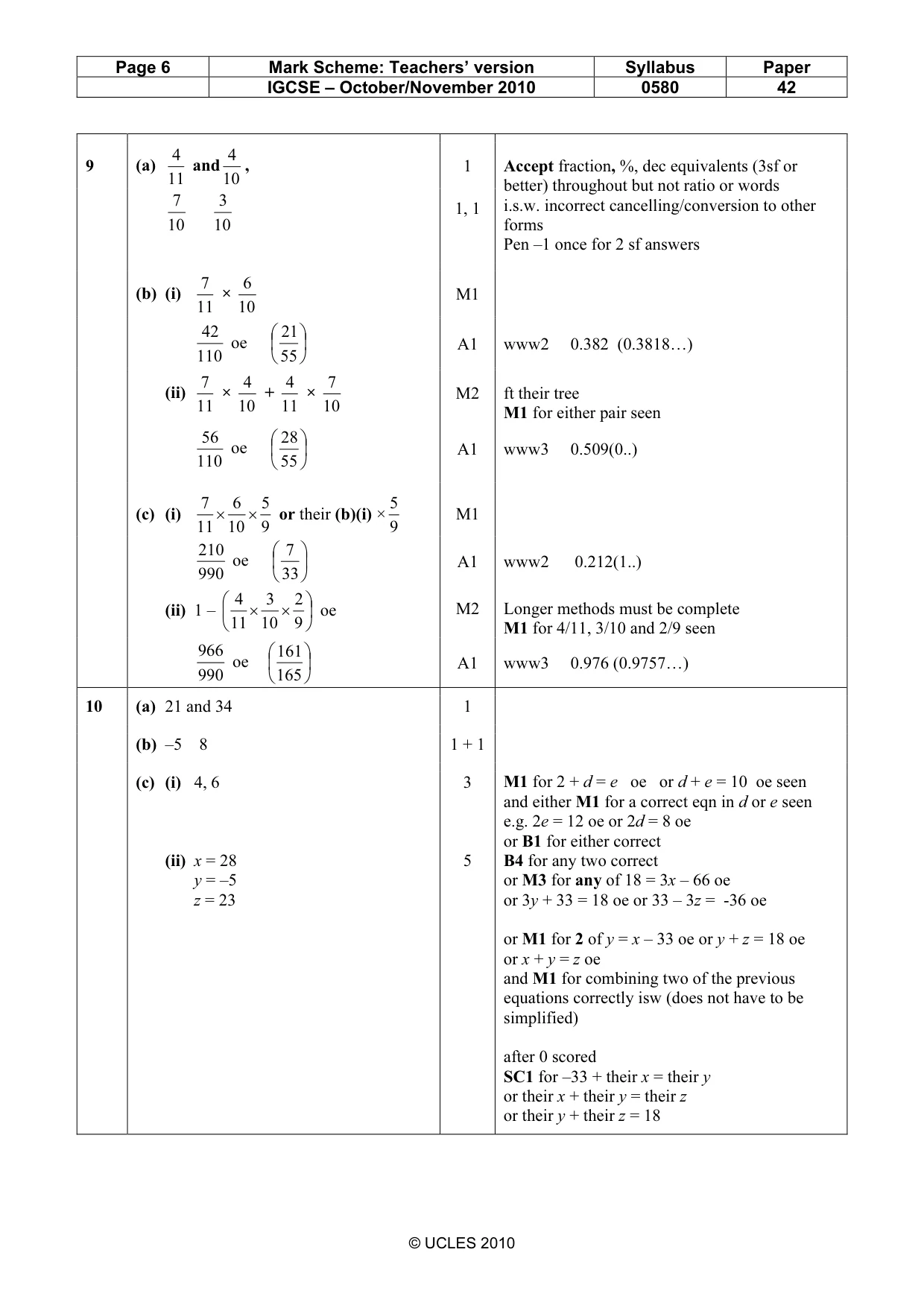 Mark scheme, page 6 of 6