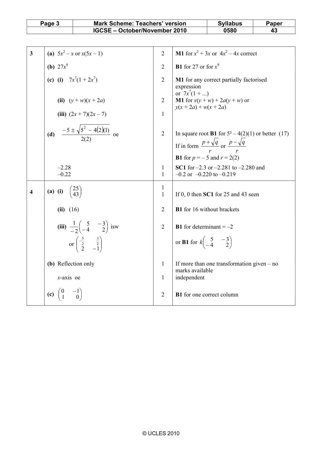 Mark scheme, page 3 of 6