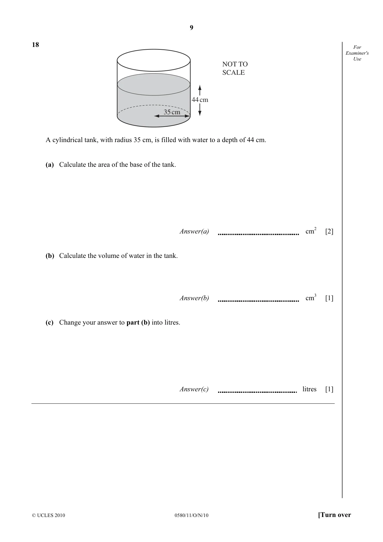 Cambridge IGCSE Mathematics 0580 2010 Oct/Nov Paper 1 · Variant 1 question paper, page 9 of 12