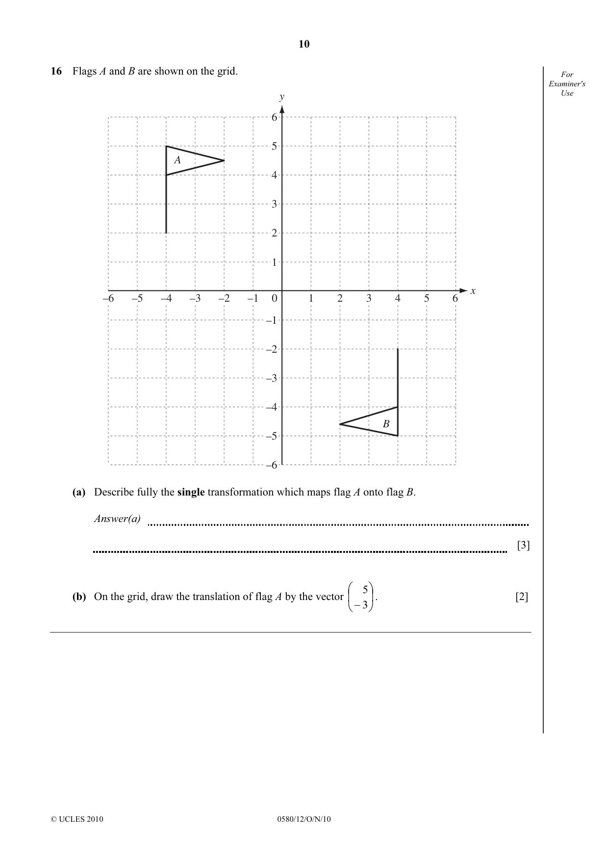 Cambridge IGCSE Mathematics 0580 2010 Oct/Nov Paper 1 · Variant 2 question paper, page 10 of 12