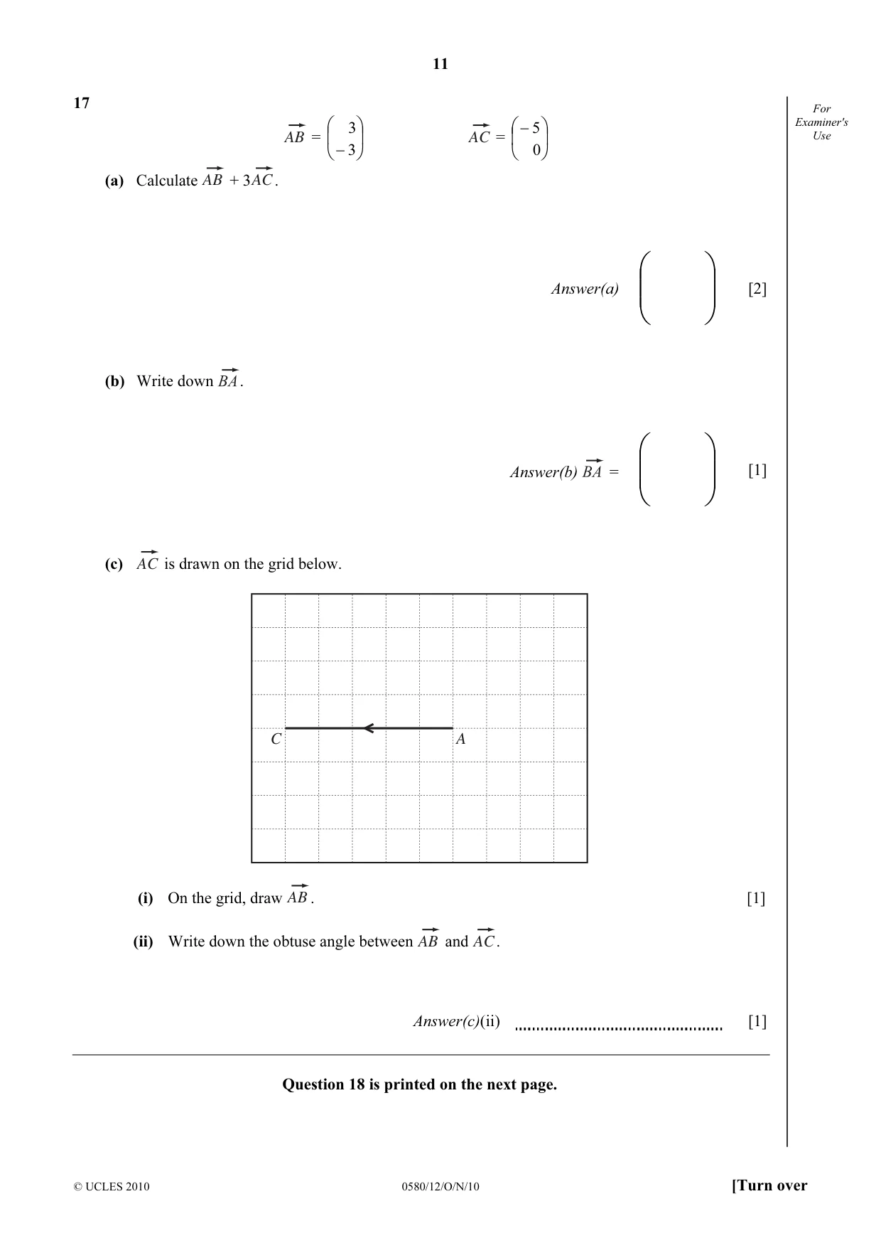 Cambridge IGCSE Mathematics 0580 2010 Oct/Nov Paper 1 · Variant 2 question paper, page 11 of 12