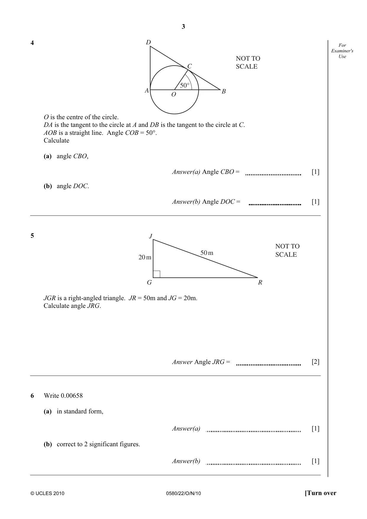 Cambridge IGCSE Mathematics 0580 2010 Oct/Nov Paper 2 · Variant 2 question paper, page 3 of 12