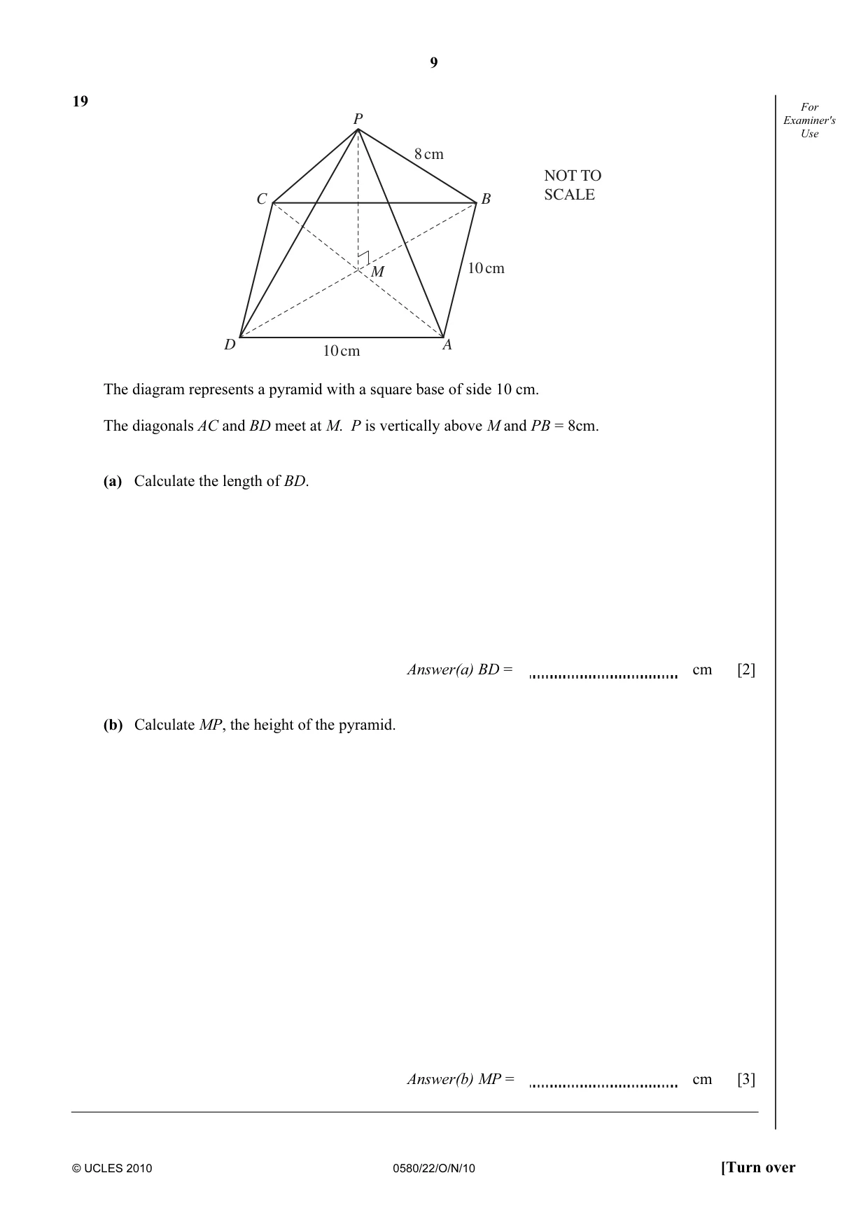 Cambridge IGCSE Mathematics 0580 2010 Oct/Nov Paper 2 · Variant 2 question paper, page 9 of 12