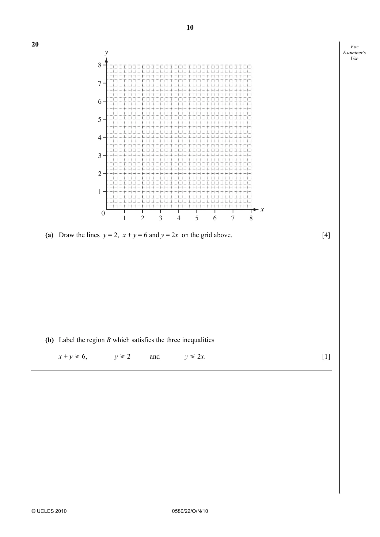 Cambridge IGCSE Mathematics 0580 2010 Oct/Nov Paper 2 · Variant 2 question paper, page 10 of 12