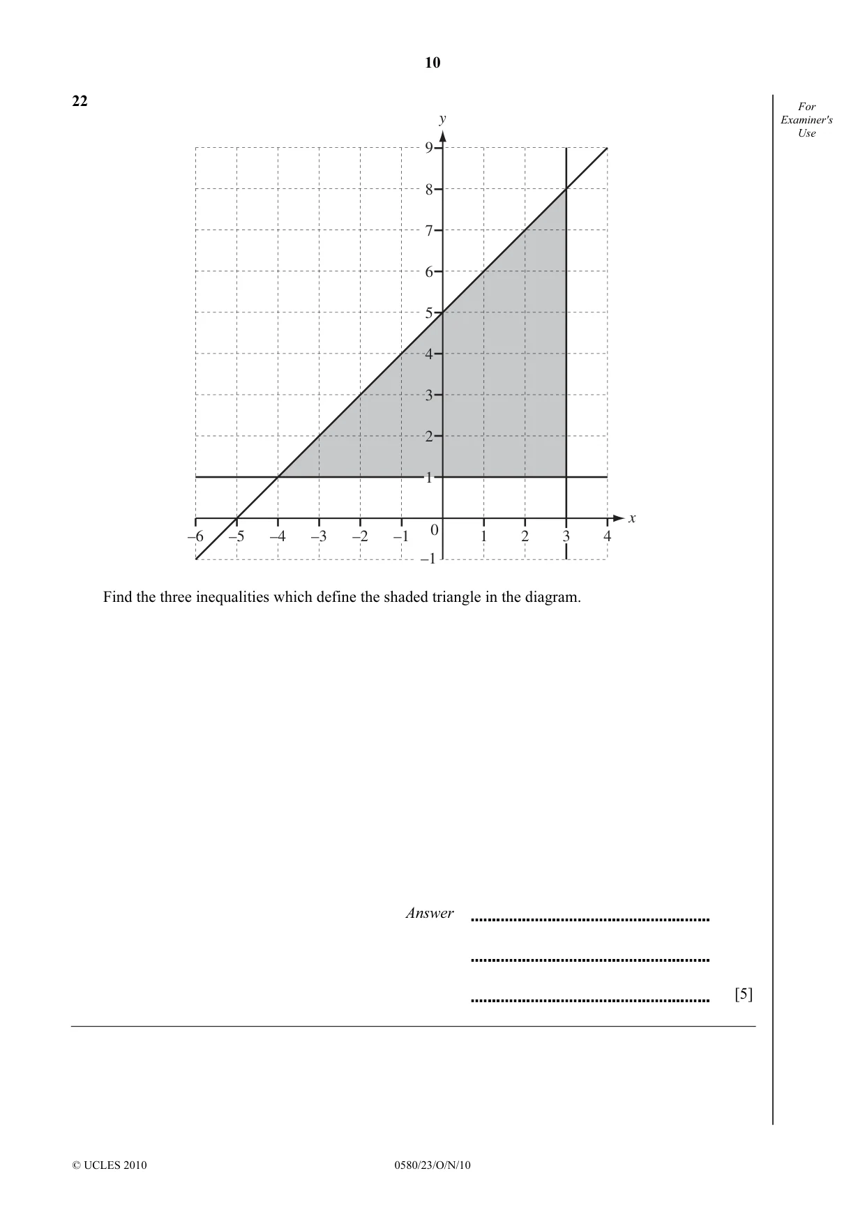 Cambridge IGCSE Mathematics 0580 2010 Oct/Nov Paper 2 · Variant 3 question paper, page 10 of 12