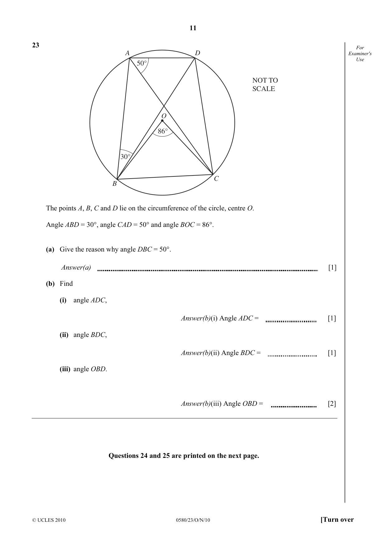 Cambridge IGCSE Mathematics 0580 2010 Oct/Nov Paper 2 · Variant 3 question paper, page 11 of 12