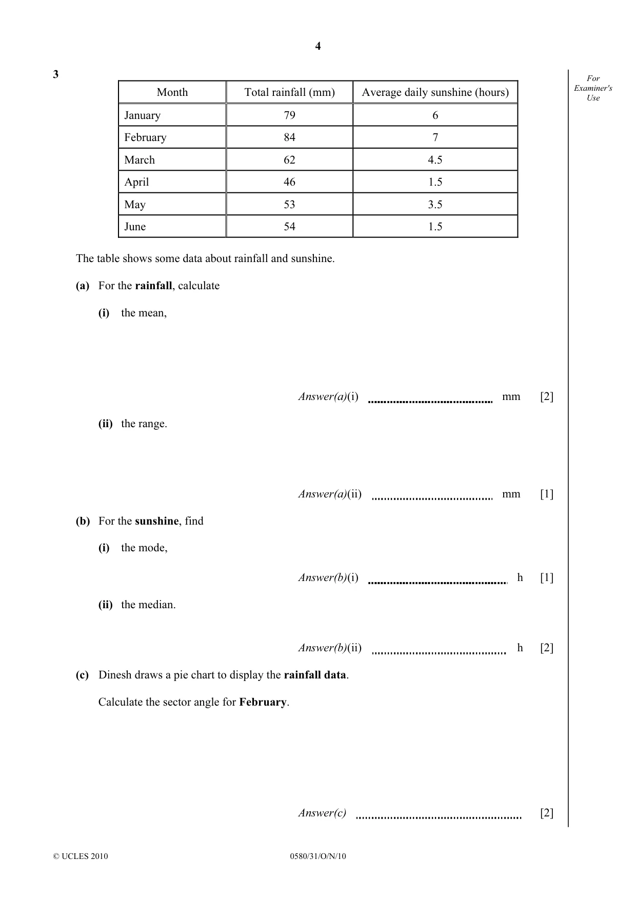 Cambridge IGCSE Mathematics 0580 2010 Oct/Nov Paper 3 · Variant 1 question paper, page 4 of 16