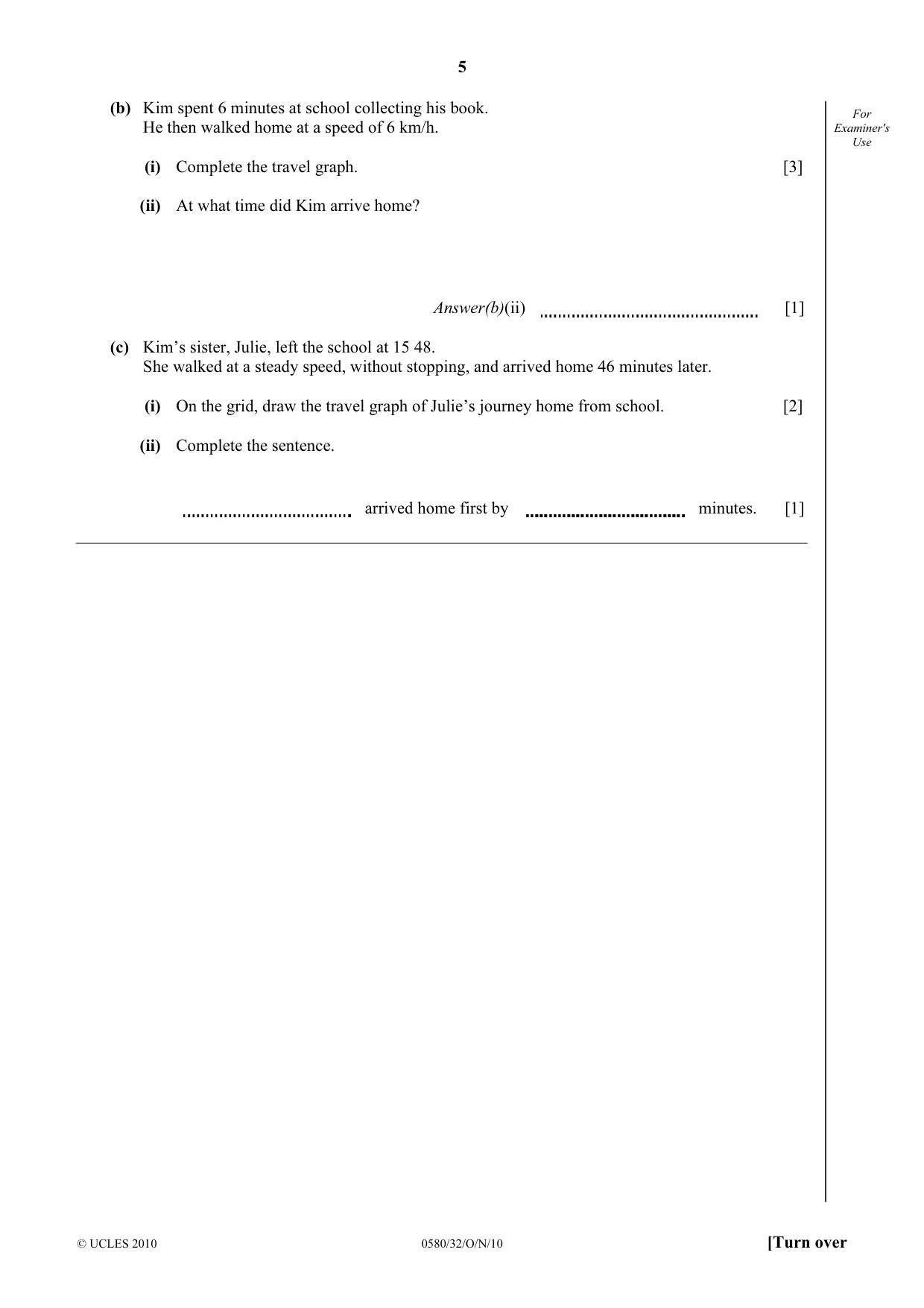 Cambridge IGCSE Mathematics 0580 2010 Oct/Nov Paper 3 · Variant 2 question paper, page 5 of 16