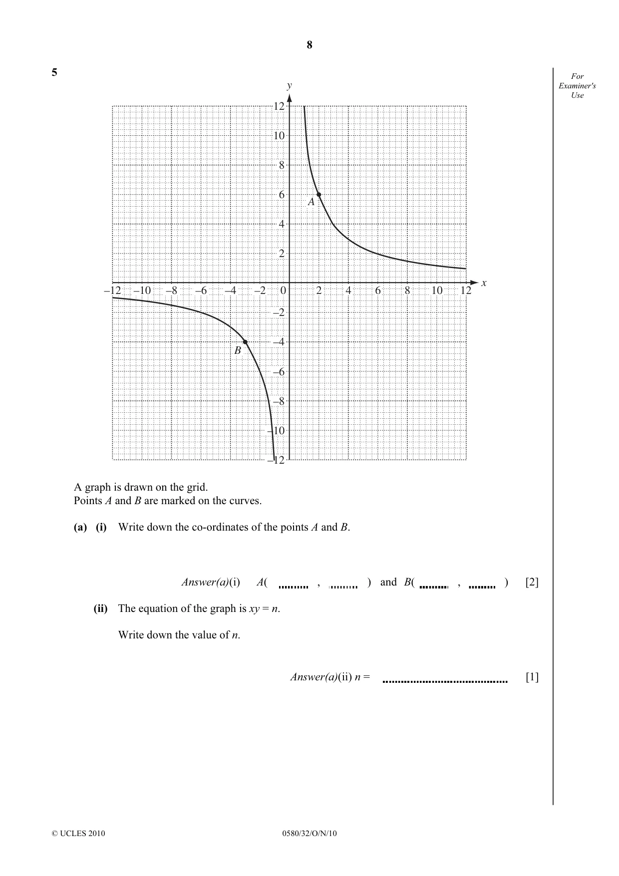 Cambridge IGCSE Mathematics 0580 2010 Oct/Nov Paper 3 · Variant 2 question paper, page 8 of 16