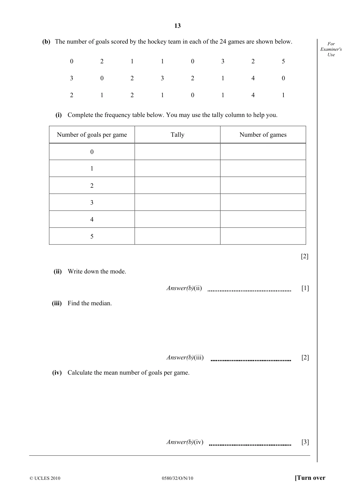 Cambridge IGCSE Mathematics 0580 2010 Oct/Nov Paper 3 · Variant 2 question paper, page 13 of 16