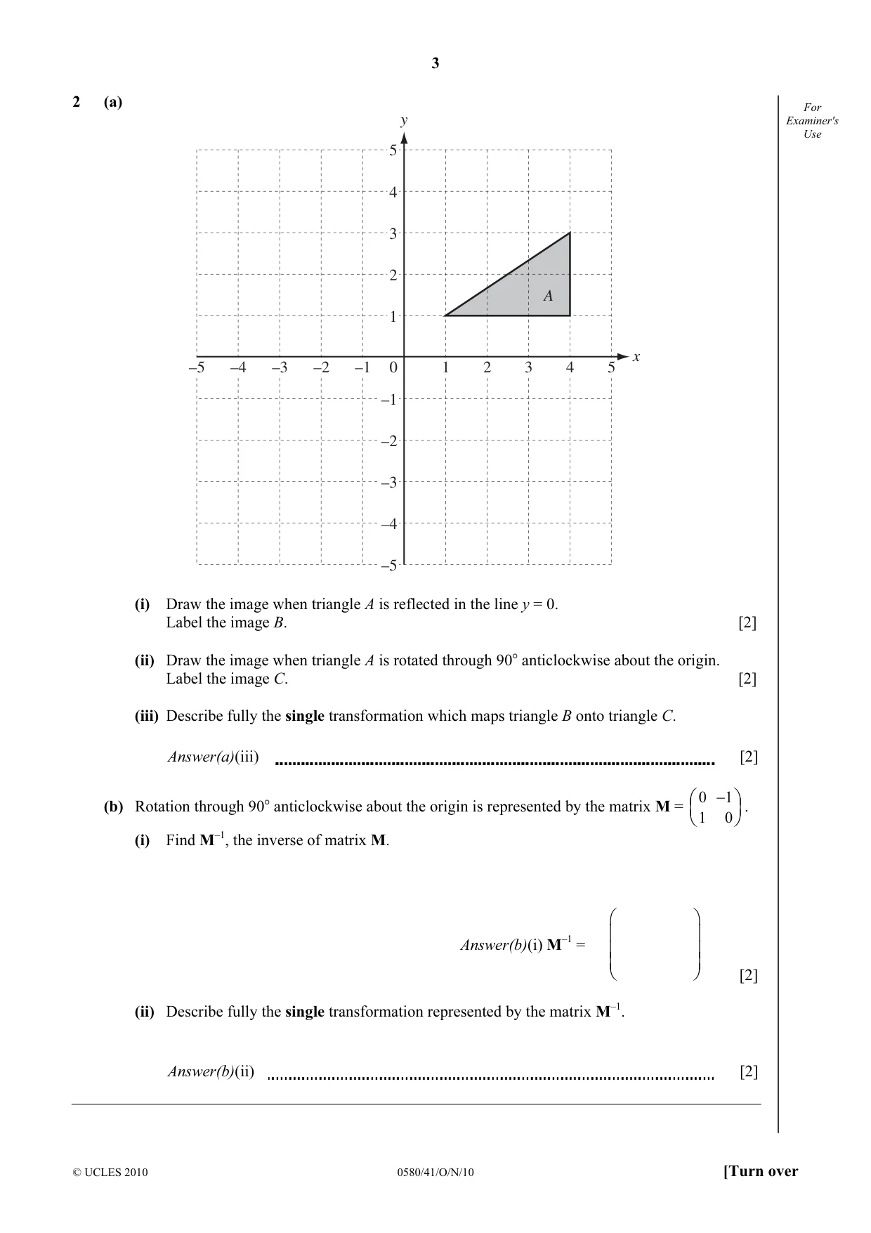 Cambridge IGCSE Mathematics 0580 2010 Oct/Nov Paper 4 · Variant 1 question paper, page 3 of 16