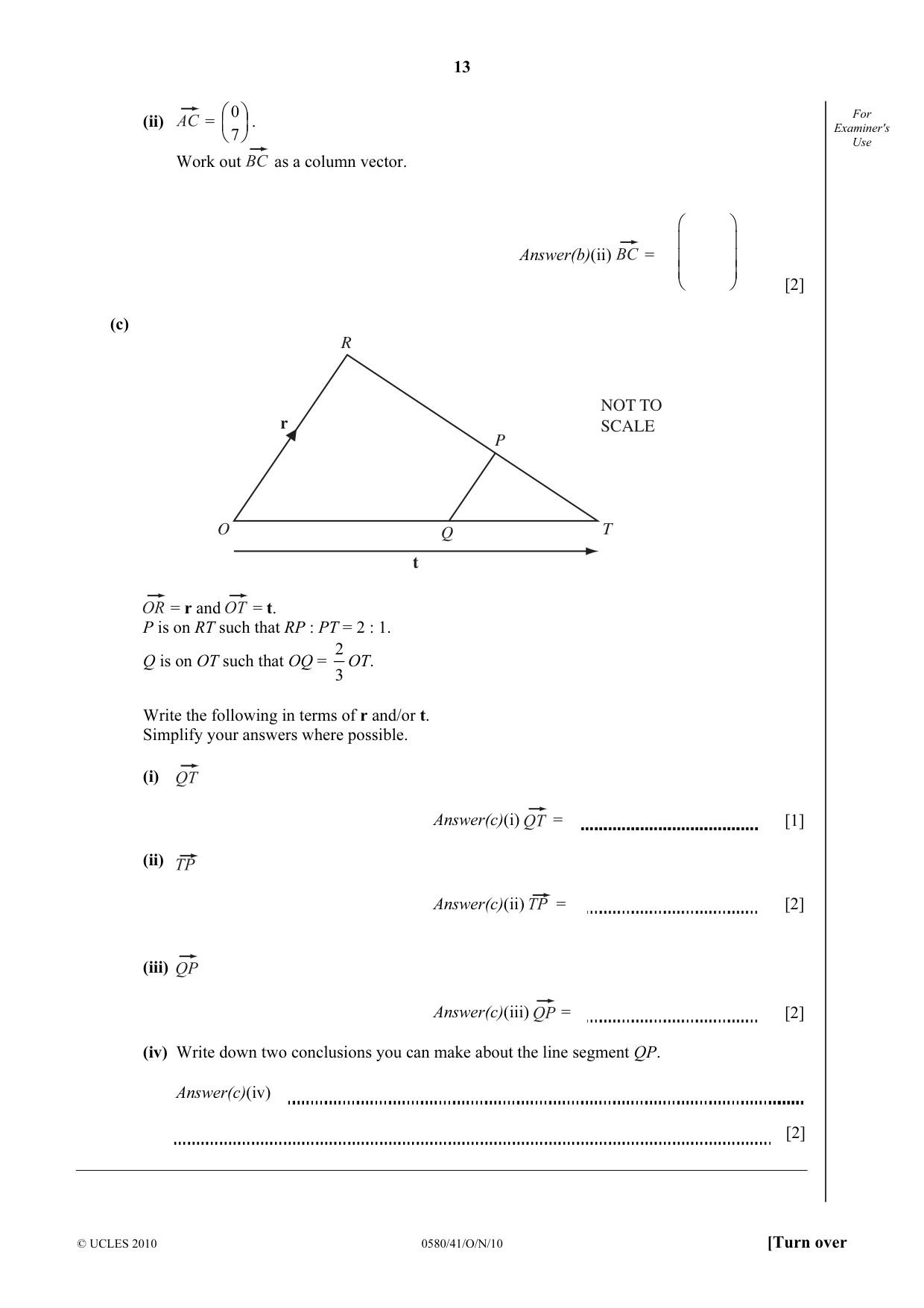Cambridge IGCSE Mathematics 0580 2010 Oct/Nov Paper 4 · Variant 1 question paper, page 13 of 16