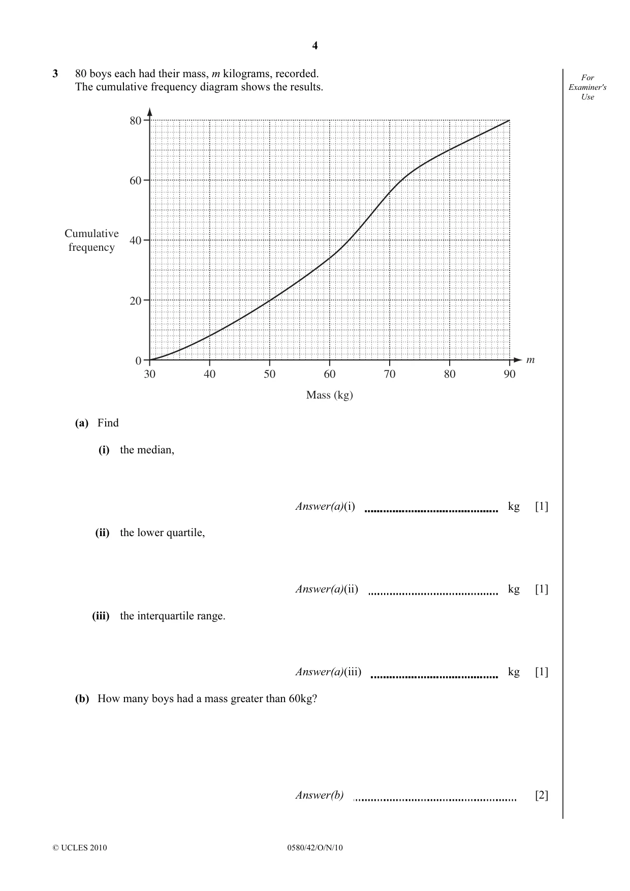Cambridge IGCSE Mathematics 0580 2010 Oct/Nov Paper 4 · Variant 2 question paper, page 4 of 20