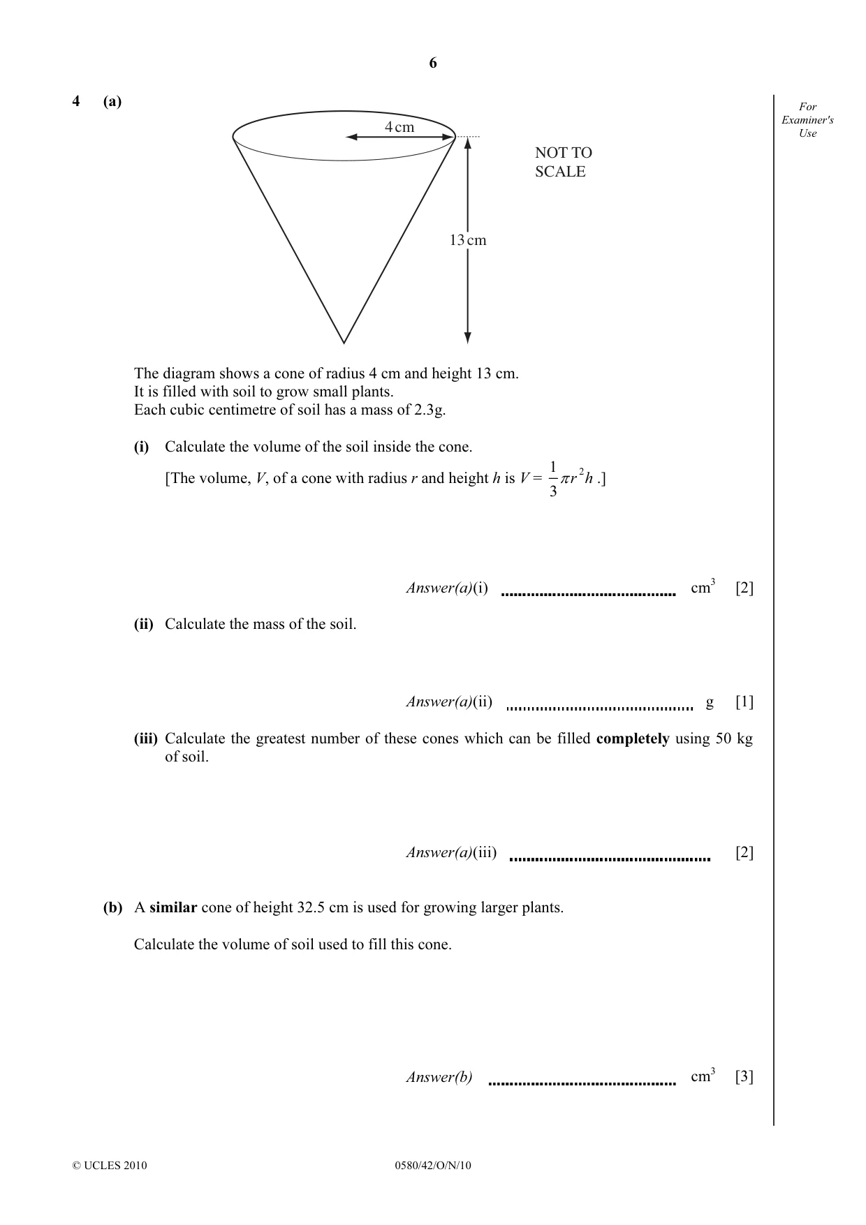 Cambridge IGCSE Mathematics 0580 2010 Oct/Nov Paper 4 · Variant 2 question paper, page 6 of 20