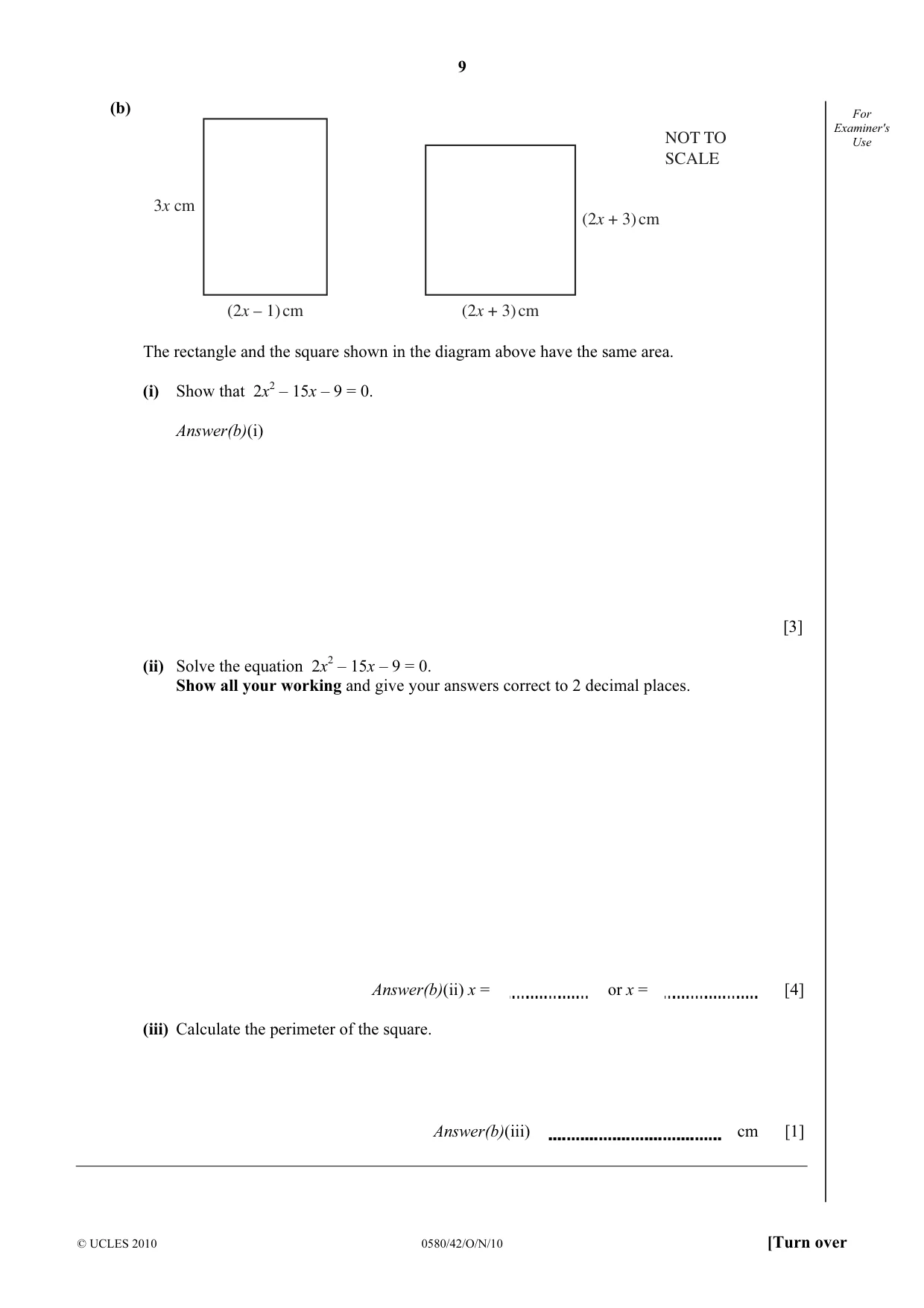 Cambridge IGCSE Mathematics 0580 2010 Oct/Nov Paper 4 · Variant 2 question paper, page 9 of 20