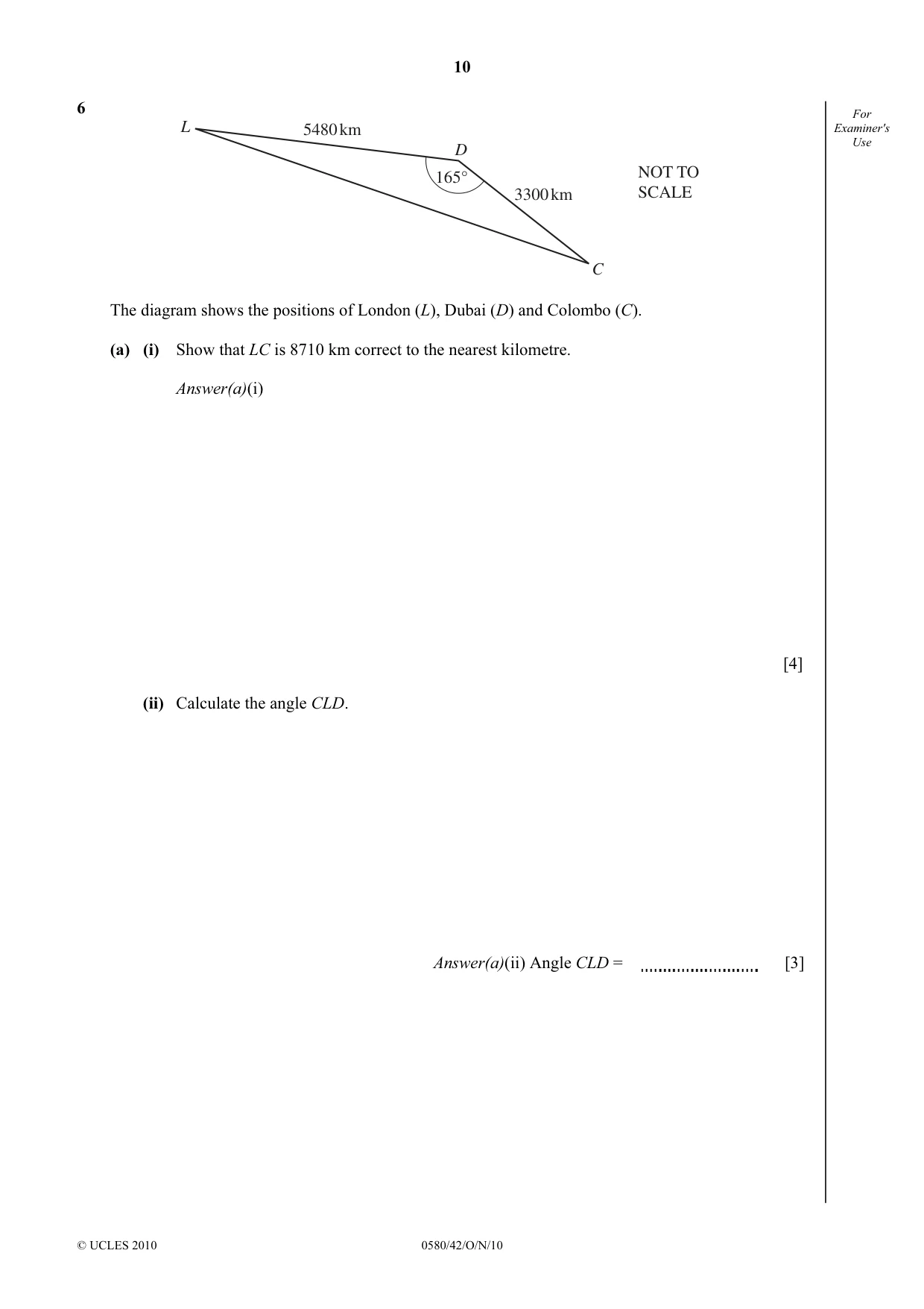 Cambridge IGCSE Mathematics 0580 2010 Oct/Nov Paper 4 · Variant 2 question paper, page 10 of 20