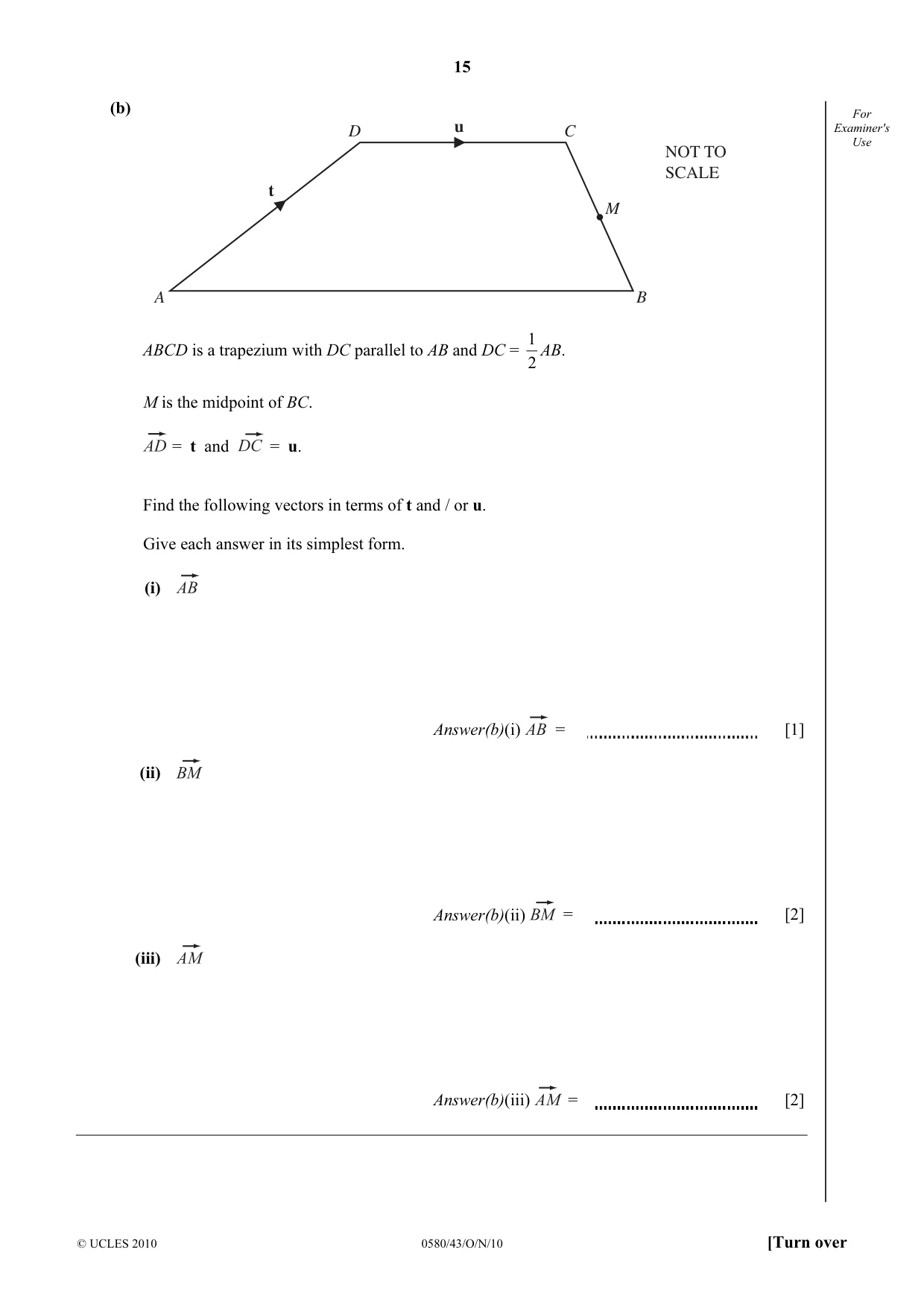 Cambridge IGCSE Mathematics 0580 2010 Oct/Nov Paper 4 · Variant 3 question paper, page 15 of 20