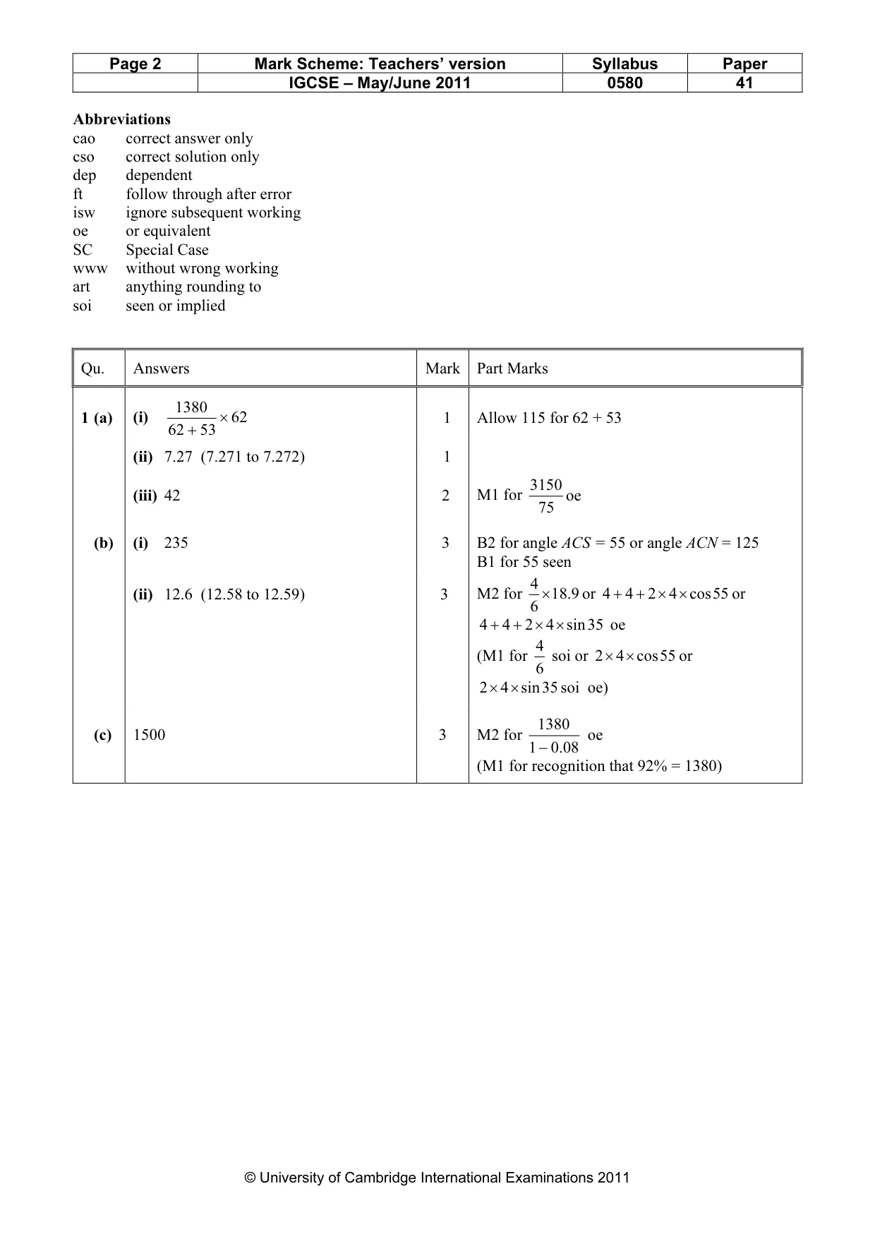 Mark scheme, page 2 of 6
