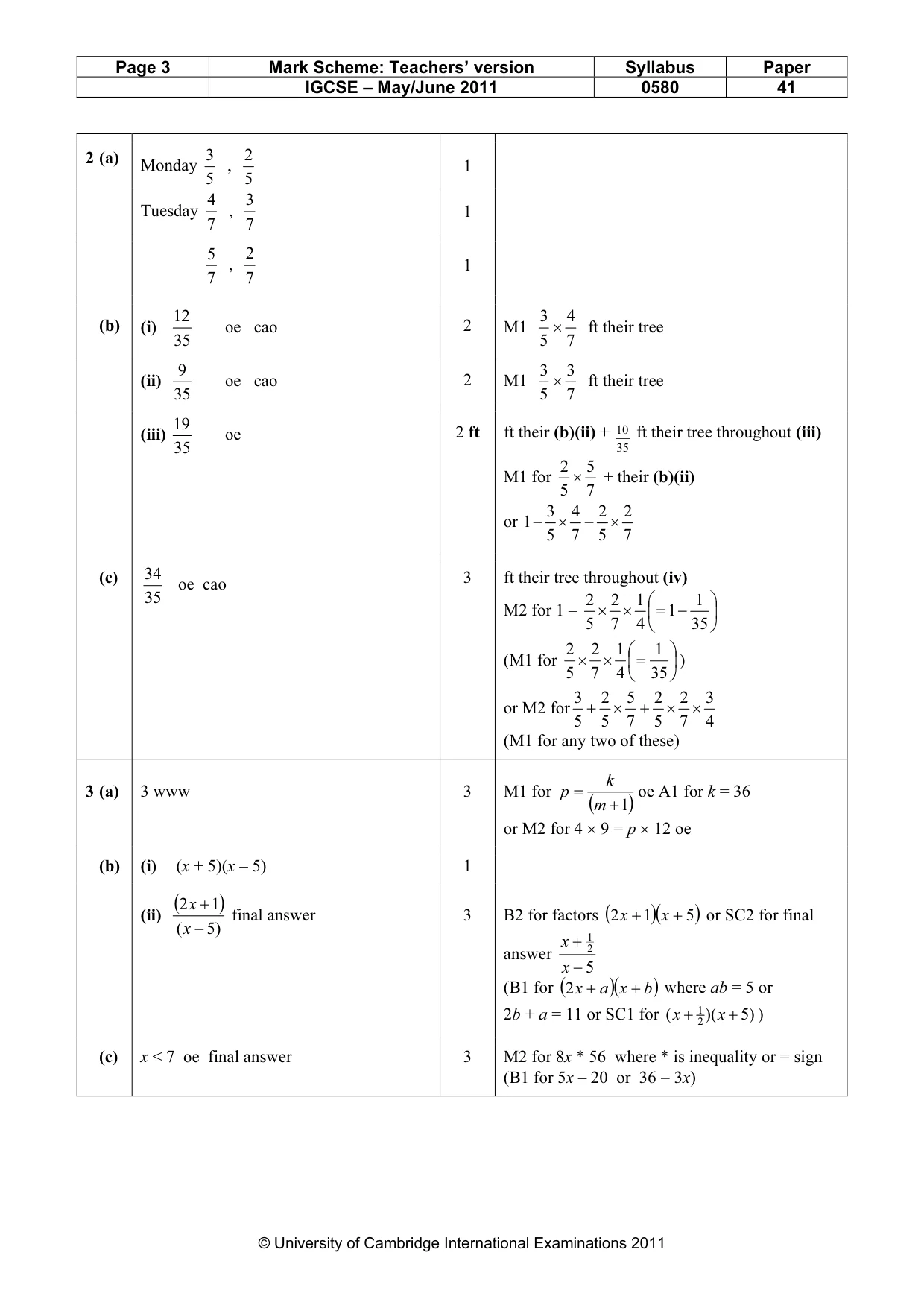 Mark scheme, page 3 of 6