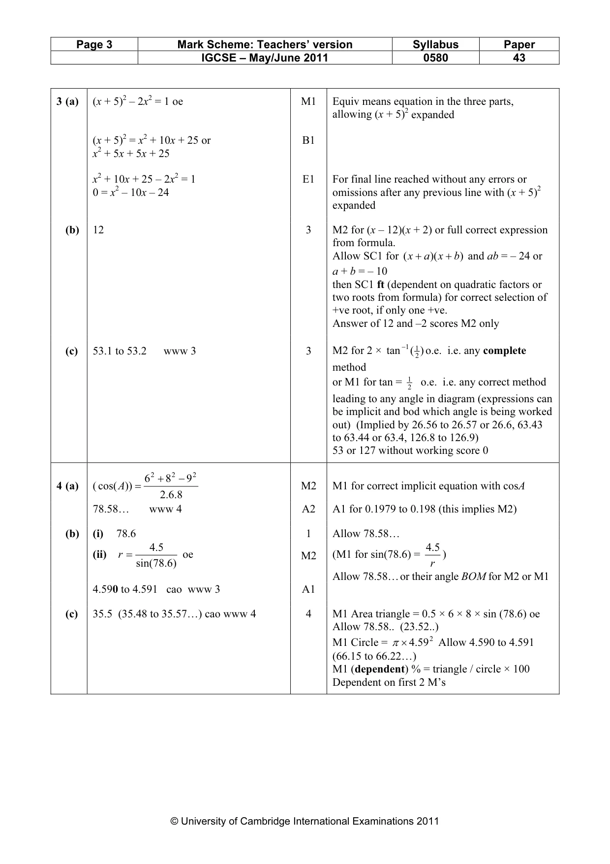 Mark scheme, page 3 of 6