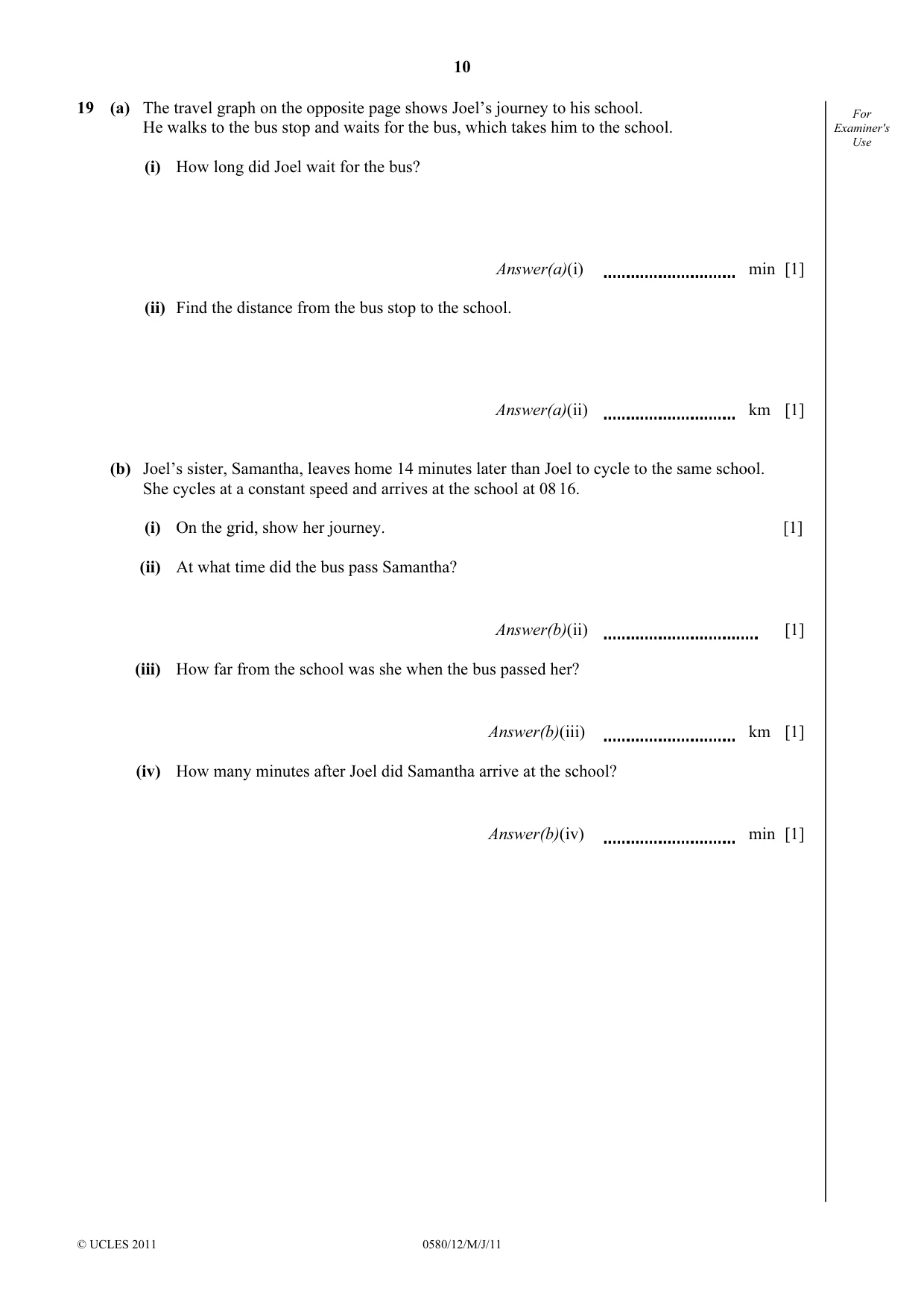 Cambridge IGCSE Mathematics 0580 2011 May/June Paper 1 · Variant 2 question paper, page 10 of 12