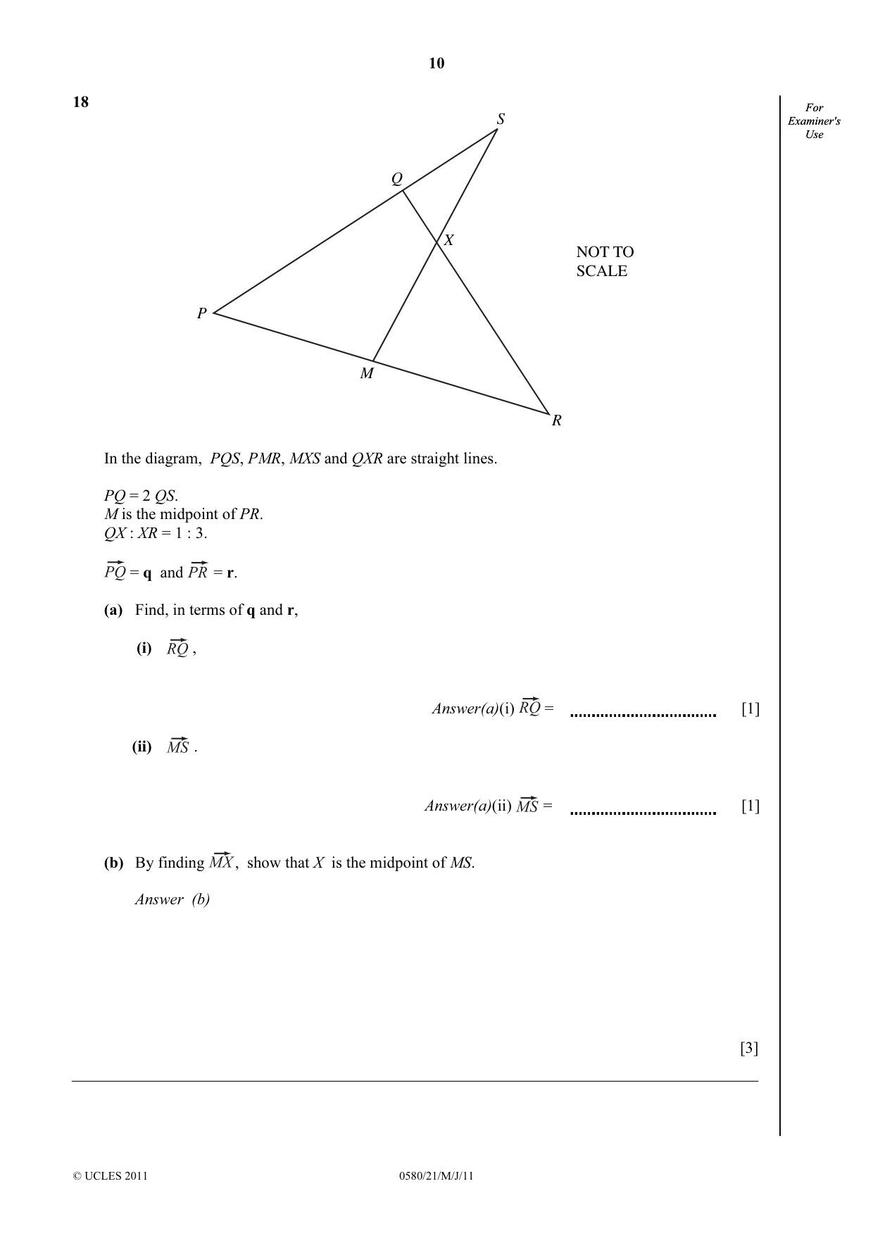 Cambridge IGCSE Mathematics 0580 2011 May/June Paper 2 · Variant 1 question paper, page 10 of 12