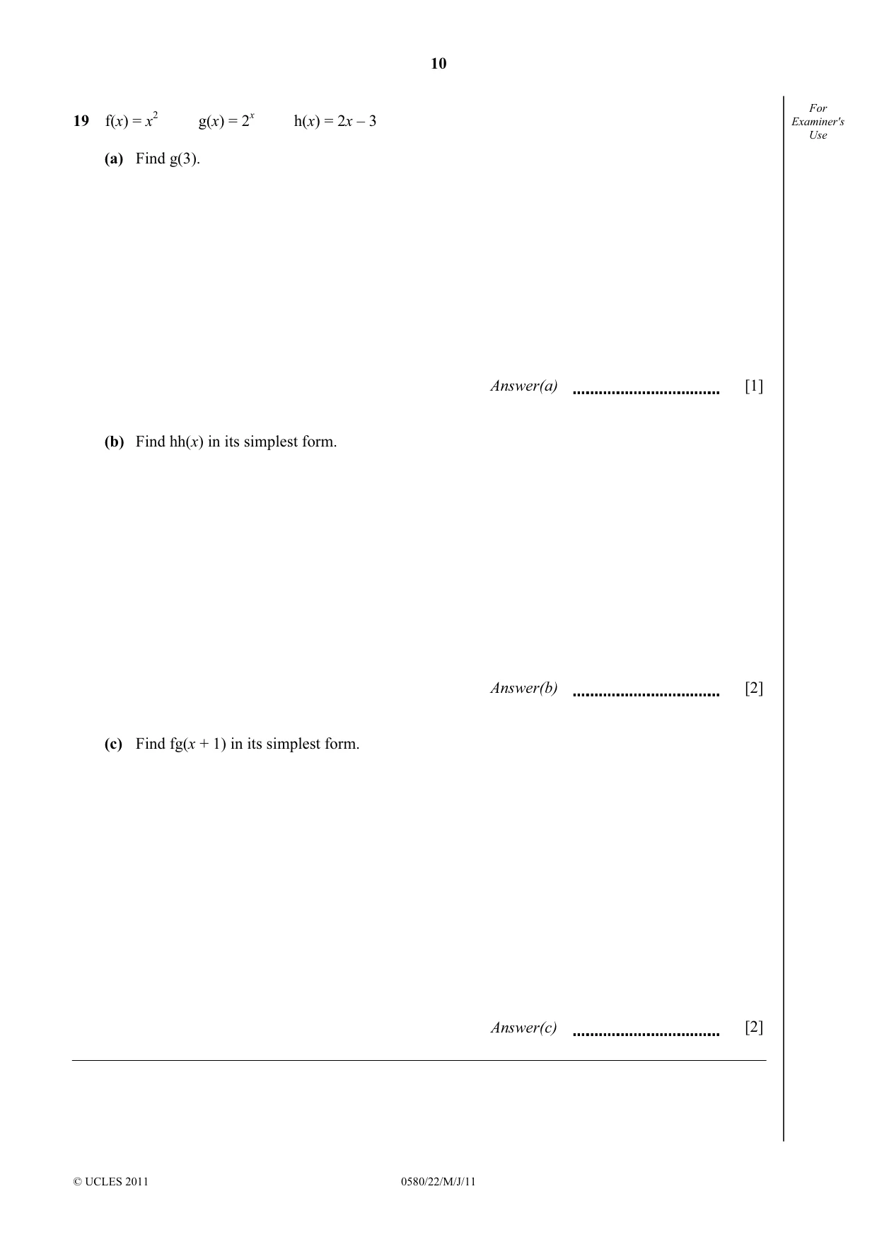 Cambridge IGCSE Mathematics 0580 2011 May/June Paper 2 · Variant 2 question paper, page 10 of 12
